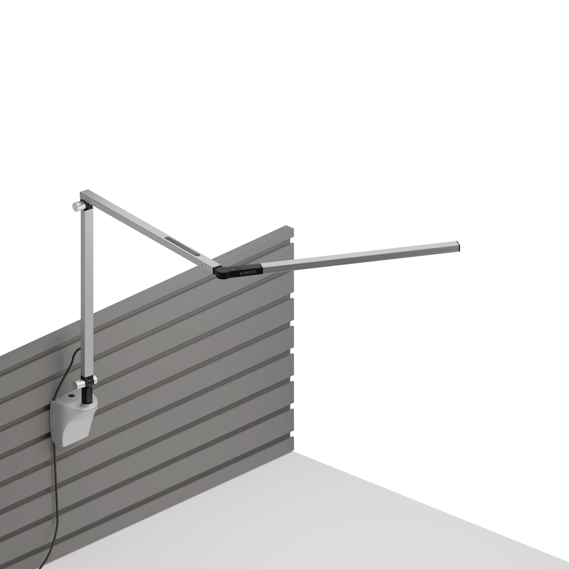 Mostra il prodotto Z-Bar mini Desk Lamp with Silver slatwall mount, Silver del produttore Koncept