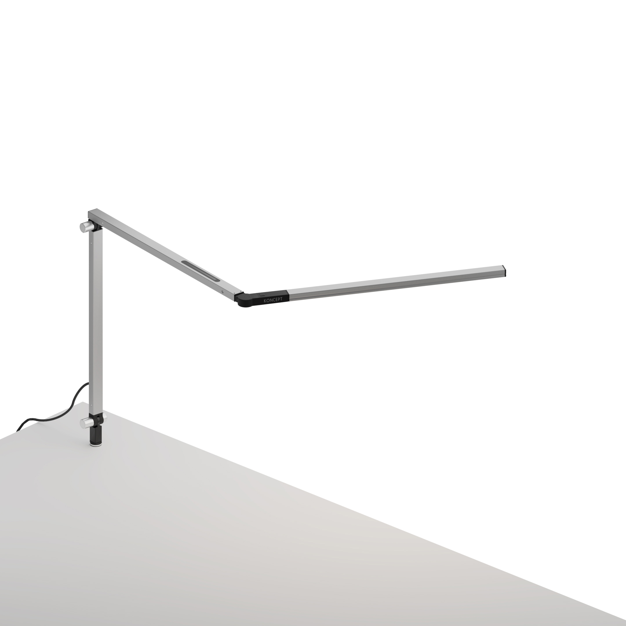 Z-Bar mini Desk Lamp with through-table mount, Silver