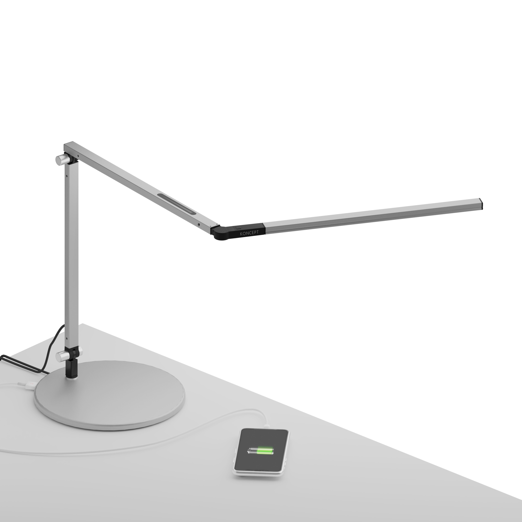 Z-Bar mini Desk Lamp with USB Base, Silver