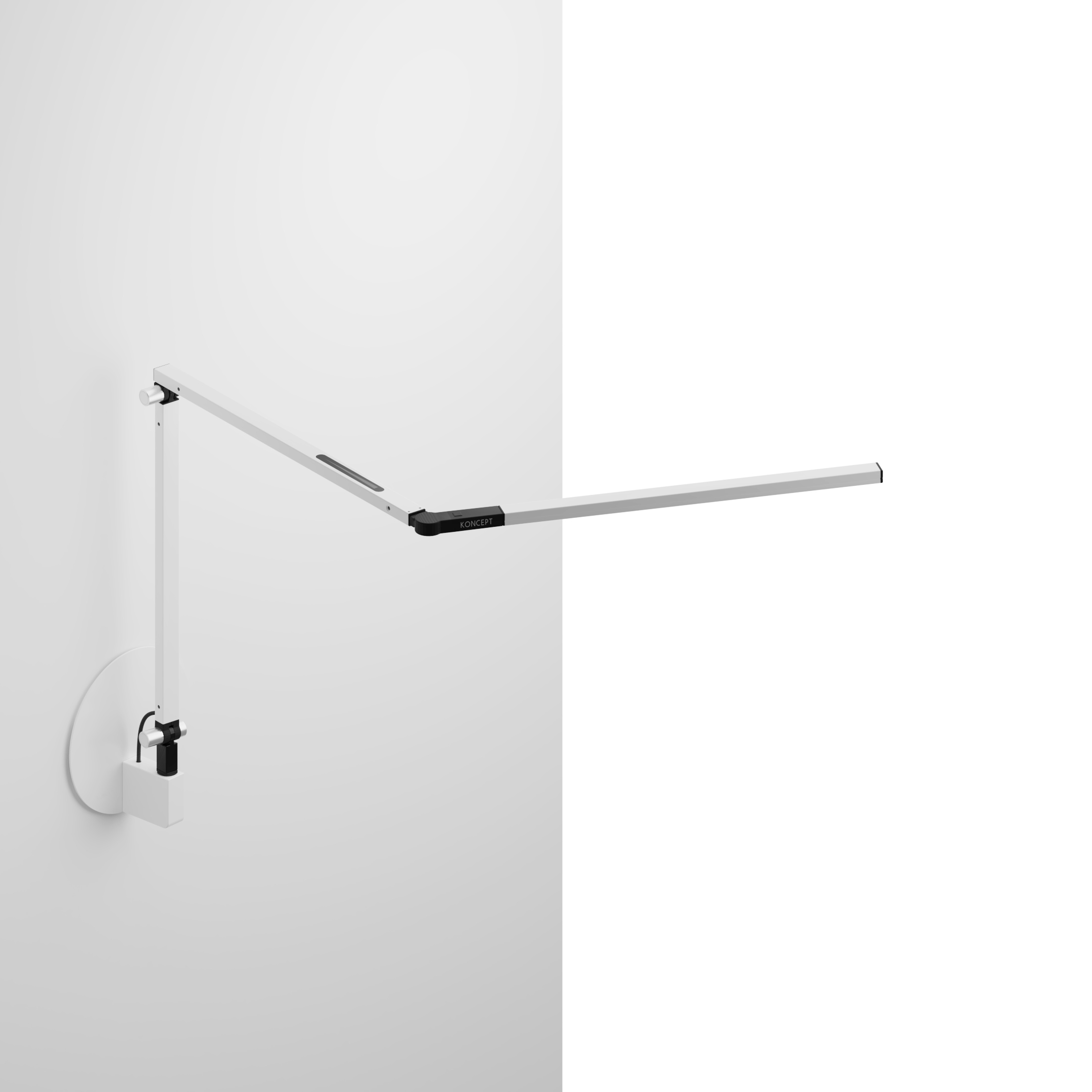 Z-Bar mini Desk Lamp with hardwire wall mount, White