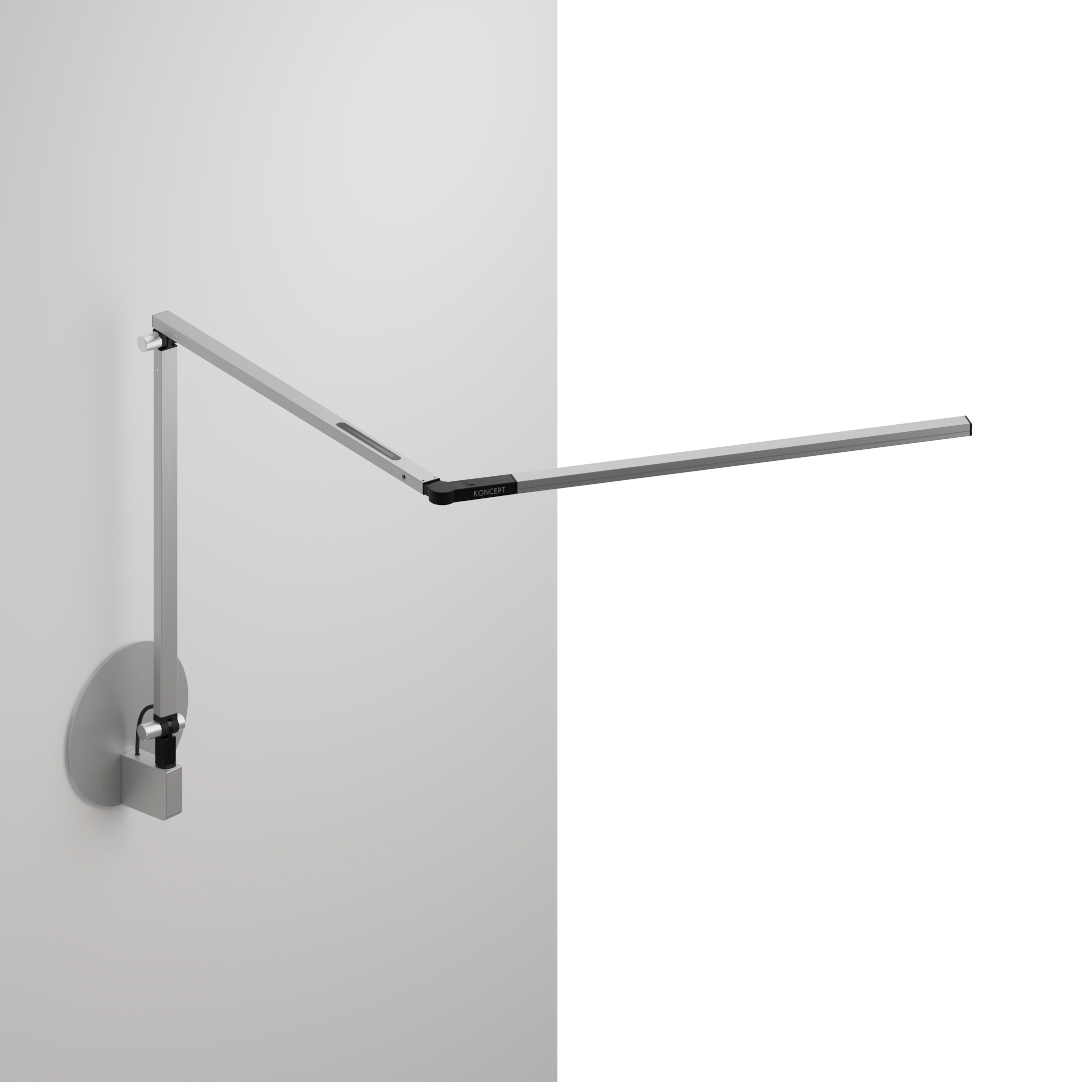 Z-Bar slim Desk Lamp with hardwire wall mount, Silver