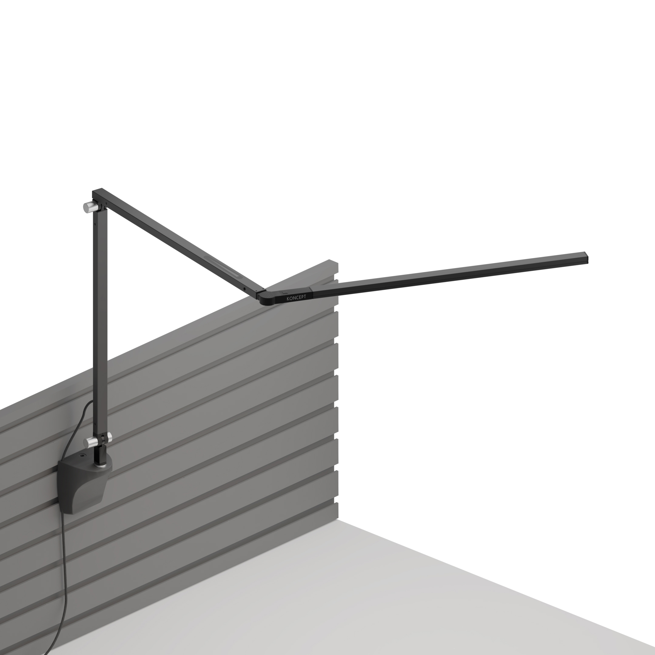 Produkt Z-Bar slim Desk Lamp with slatwall mount, Metallic Black des Herstellers Koncept anzeigen