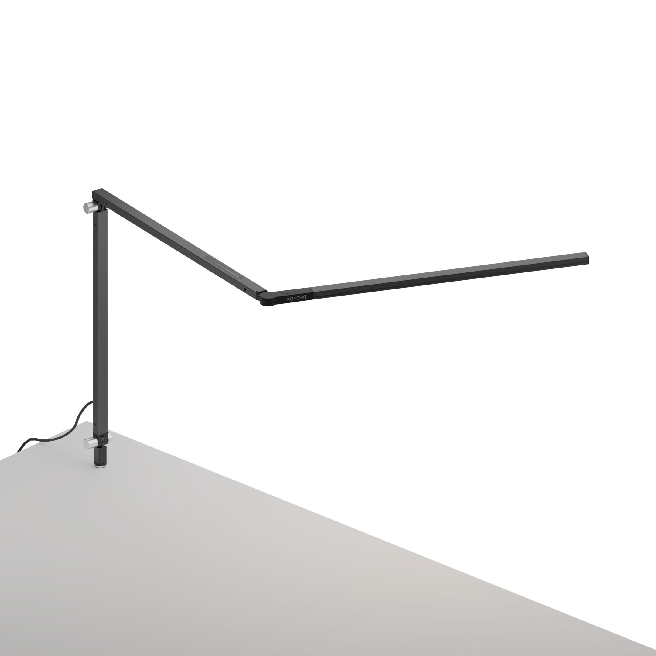 Z-Bar slim Desk Lamp with through-table mount, Metallic Black