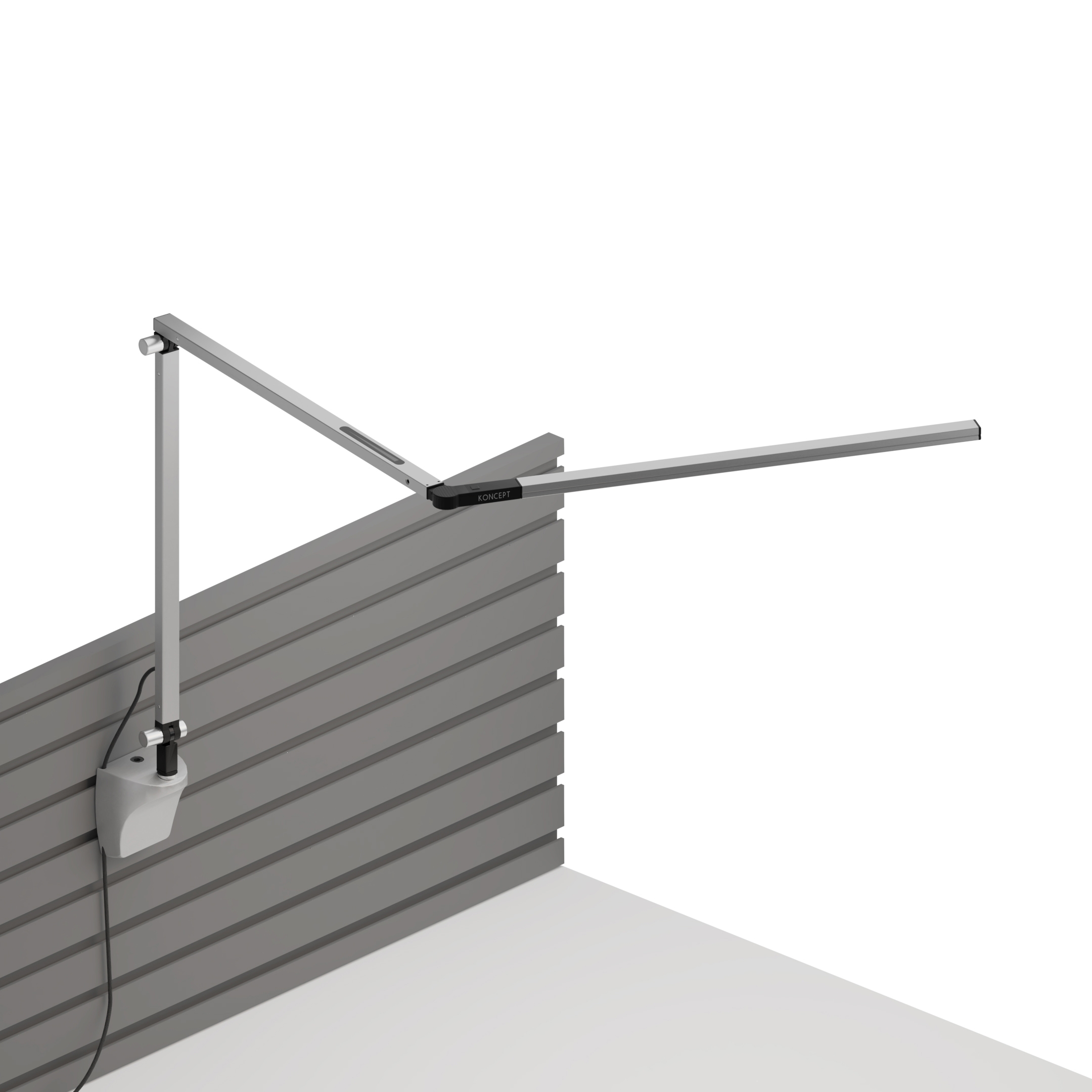 Z-Bar slim Desk Lamp with slatwall mount, Silver
