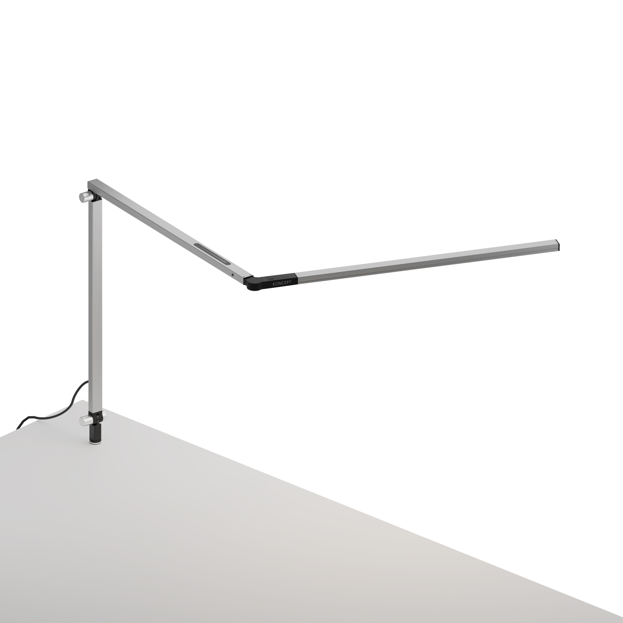Z-Bar slim Desk Lamp with through-table mount, Silver