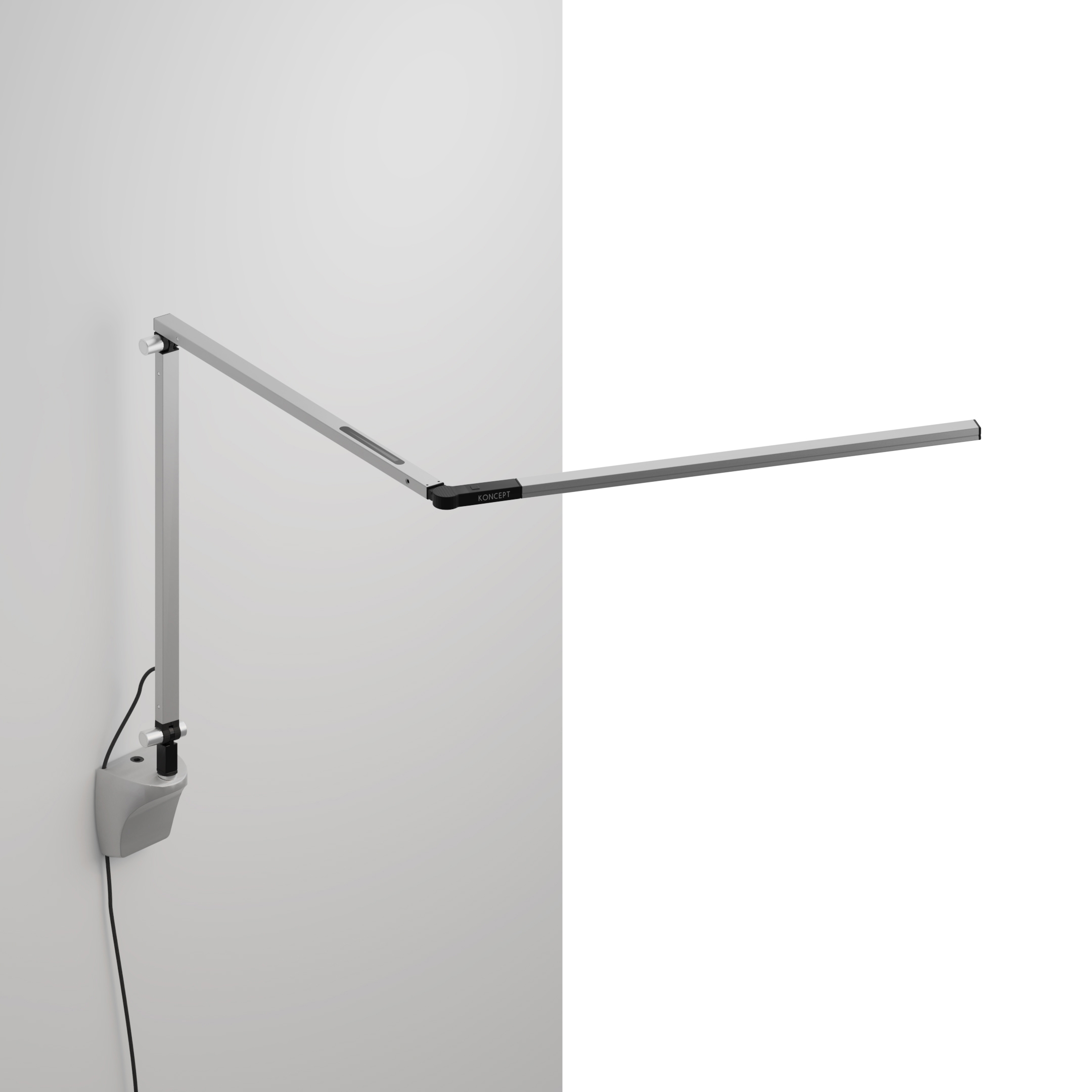 Z-Bar slim Desk Lamp with wall mount, Silver