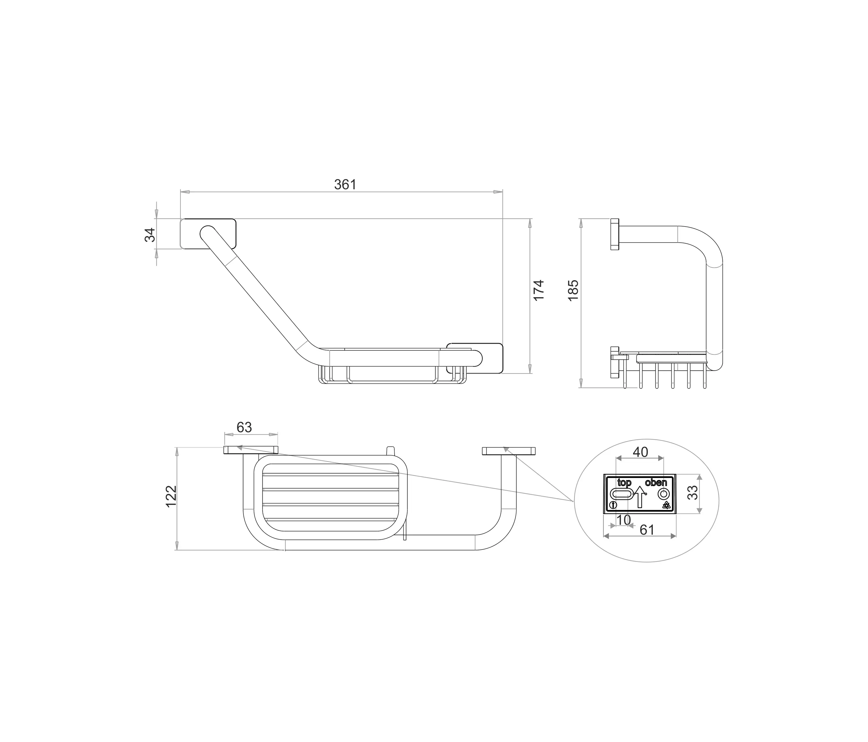 Bodenschatz - Chic 22 Bath handle, angled