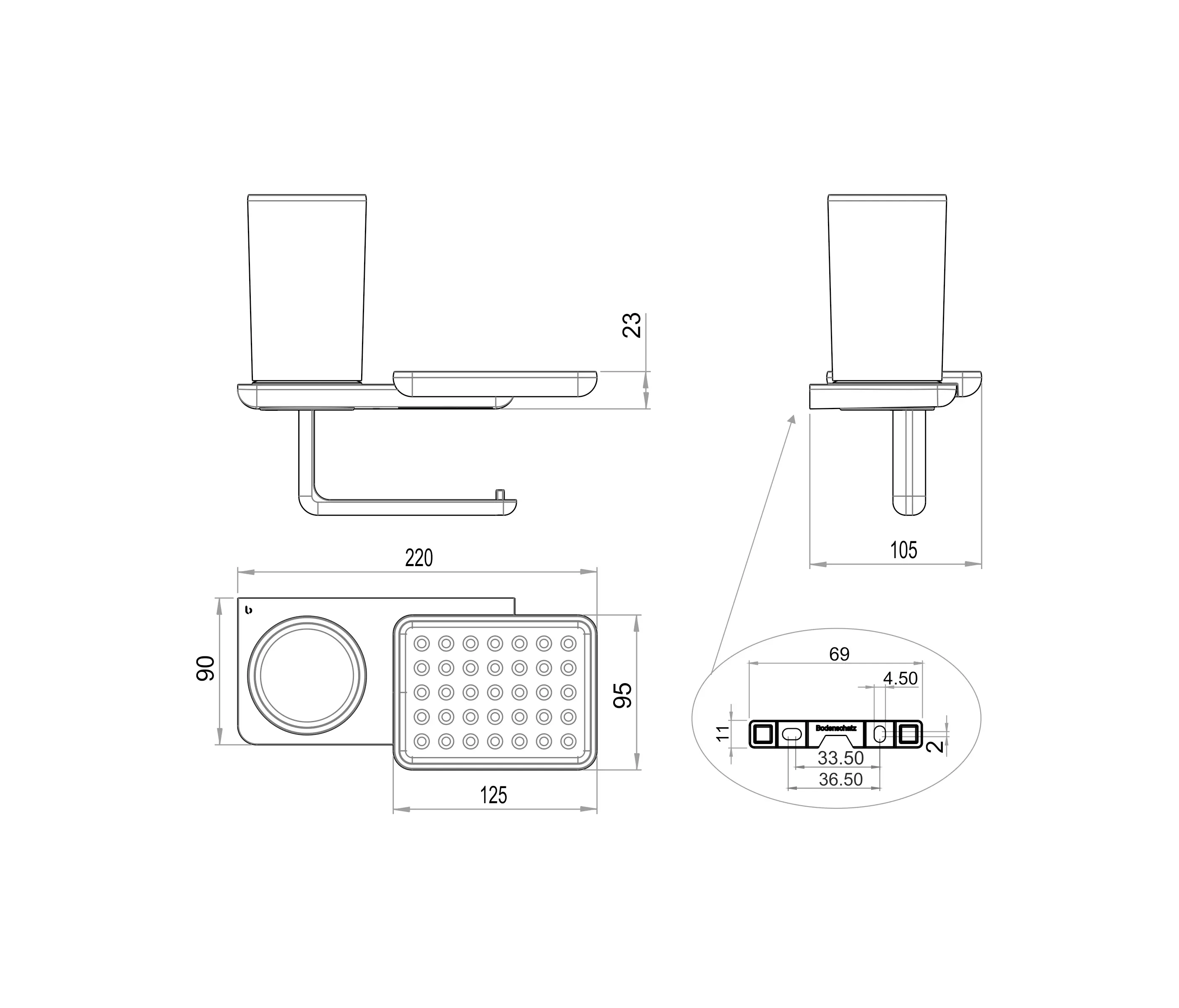 Bodenschatz - Liv Toilet paper holder with hygiene box and soap dish