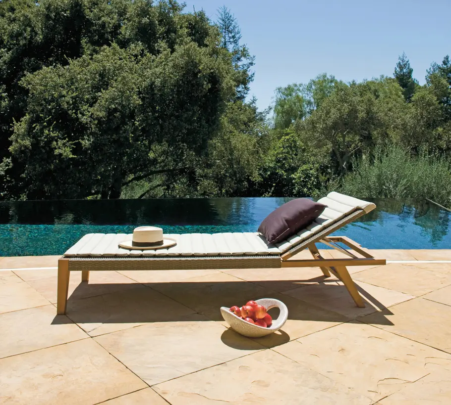 JANUS et Cie - QUINTA TEAK / WOVEN OTTOMAN TABLE 70