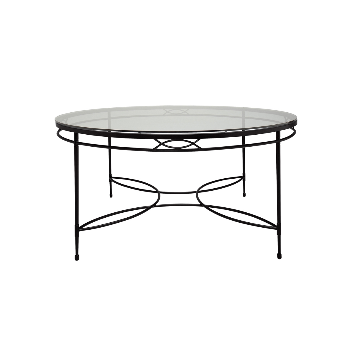 Display product AMALFI GLASS TOP DINING TABLE ROUND 122 from manufacturer JANUS et Cie