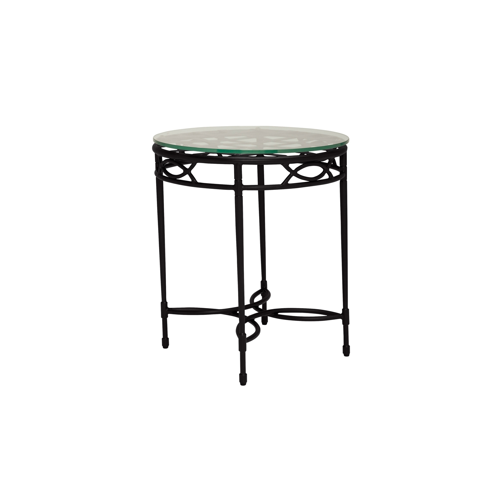Display product AMALFI WOVEN GLASS TOP SIDE TABLE ROUND 51 from manufacturer JANUS et Cie