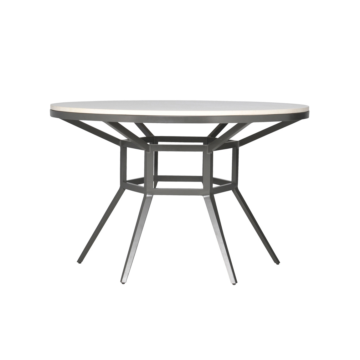 Display product SLANT STONE TOP DINING TABLE ROUND 122 from manufacturer JANUS et Cie