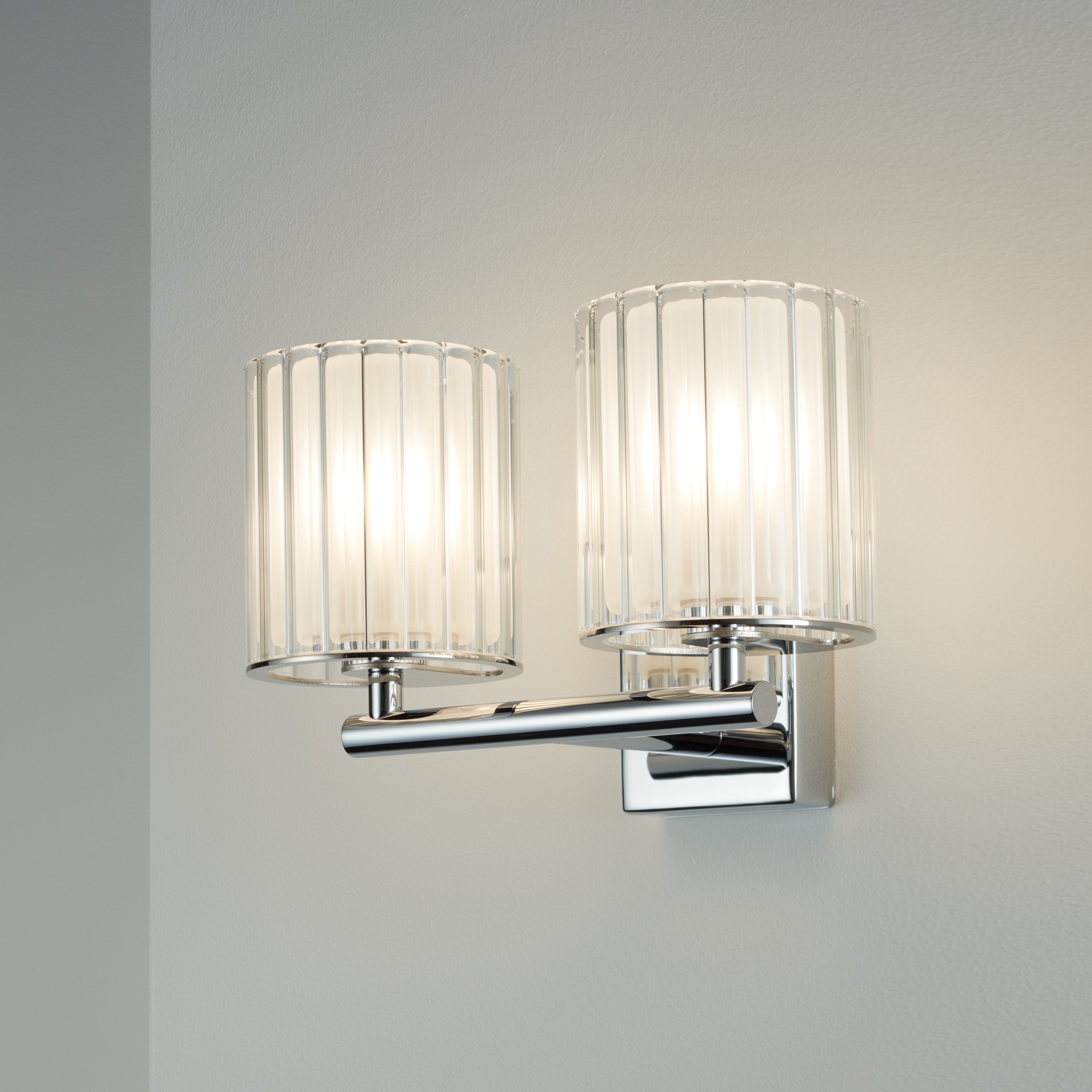 Flute Wall Light Double polished chrome