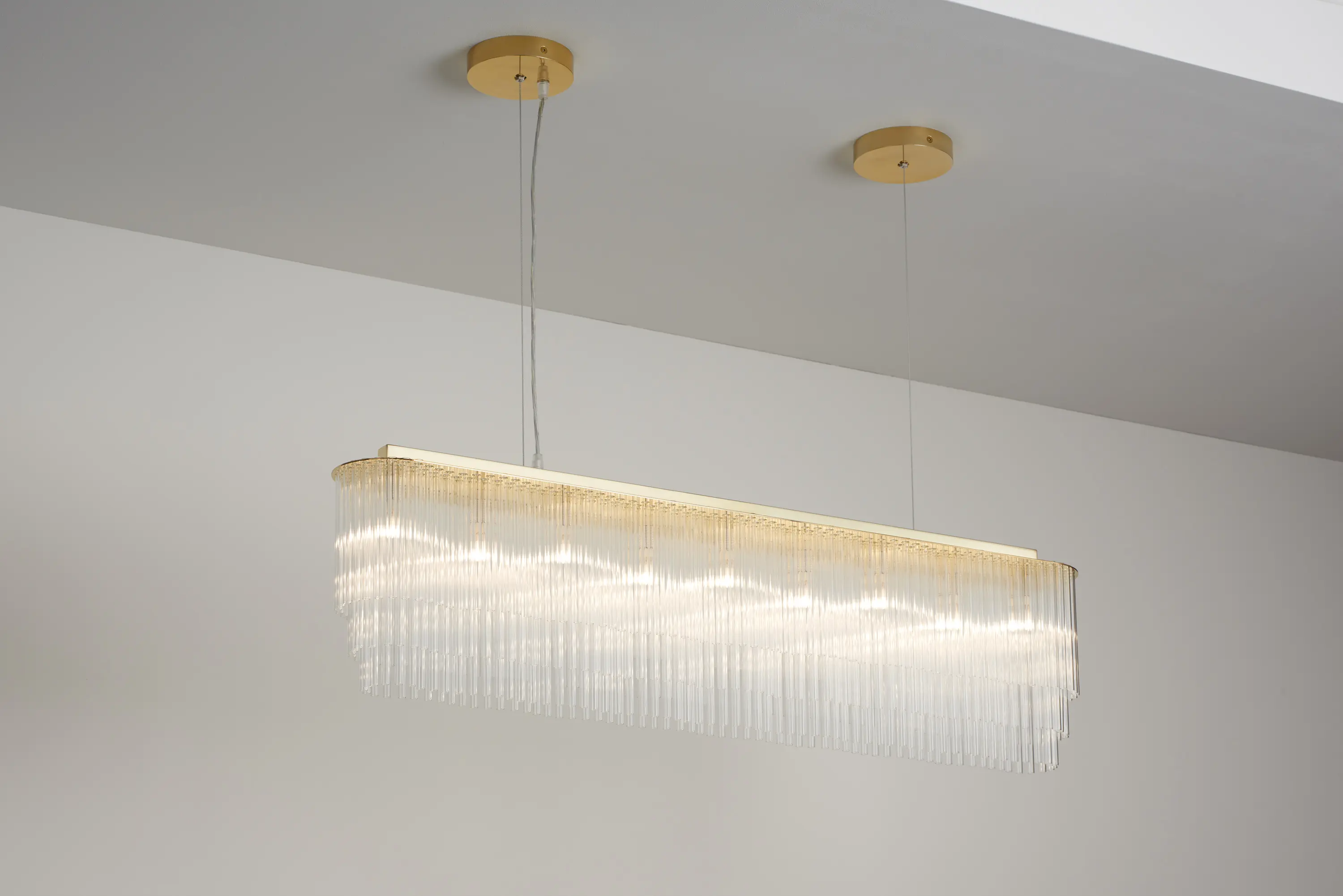 Tom Kirk Lighting - Linear Chandelier Thin polished brass
