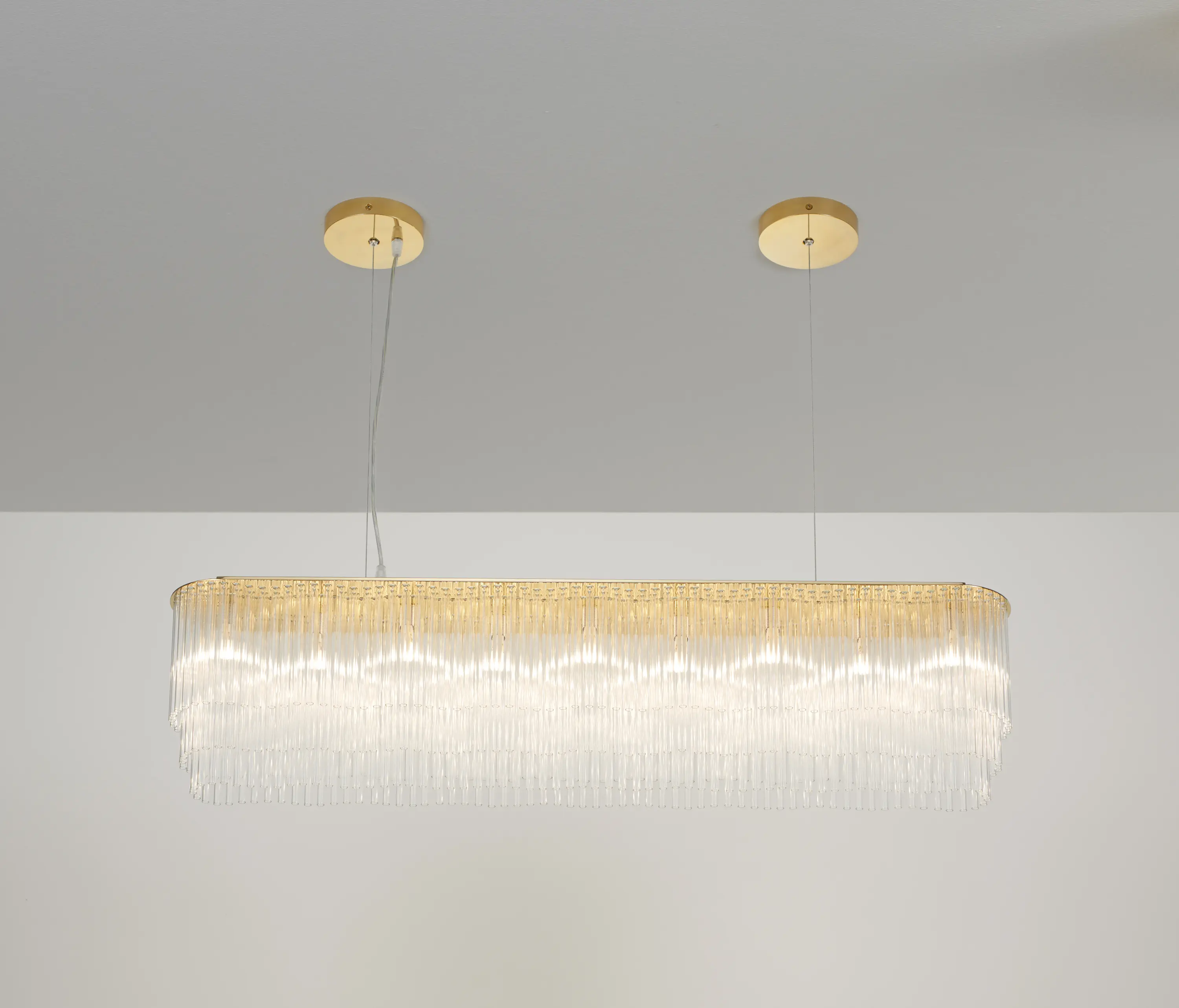 Tom Kirk Lighting - Linear Chandelier Thin polished brass