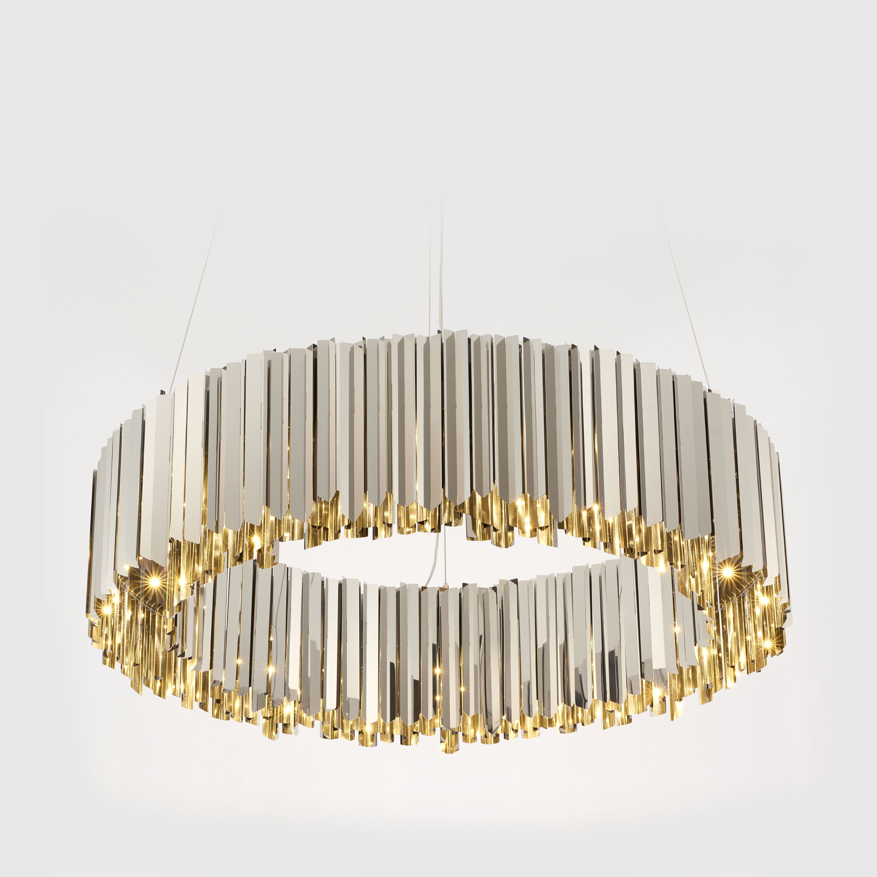 Display product Facet Chandelier polished stainless steel from manufacturer Tom Kirk Lighting