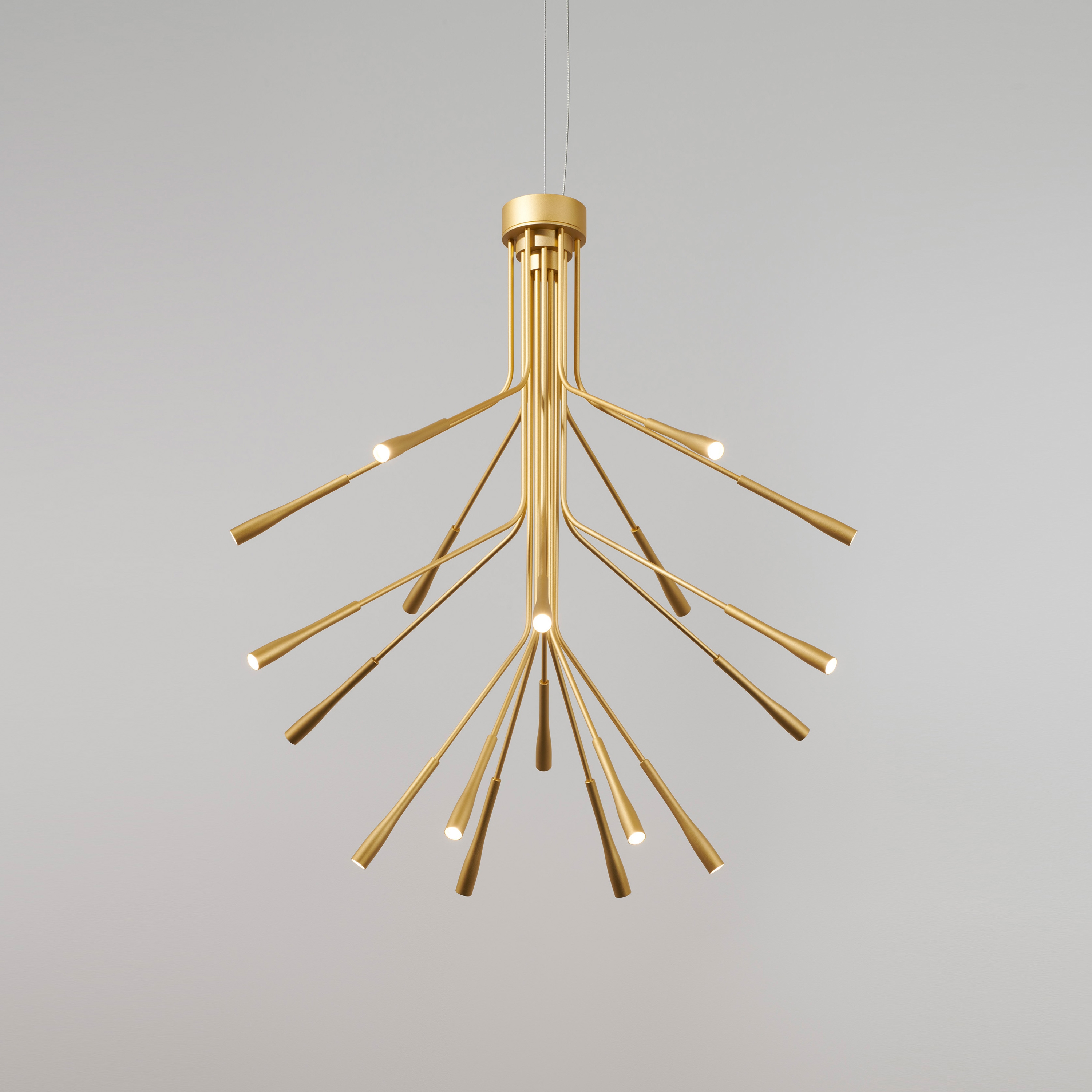 Mostrar el producto Lightweight Chandelier bead-blasted gold del fabricante Tom Kirk Lighting