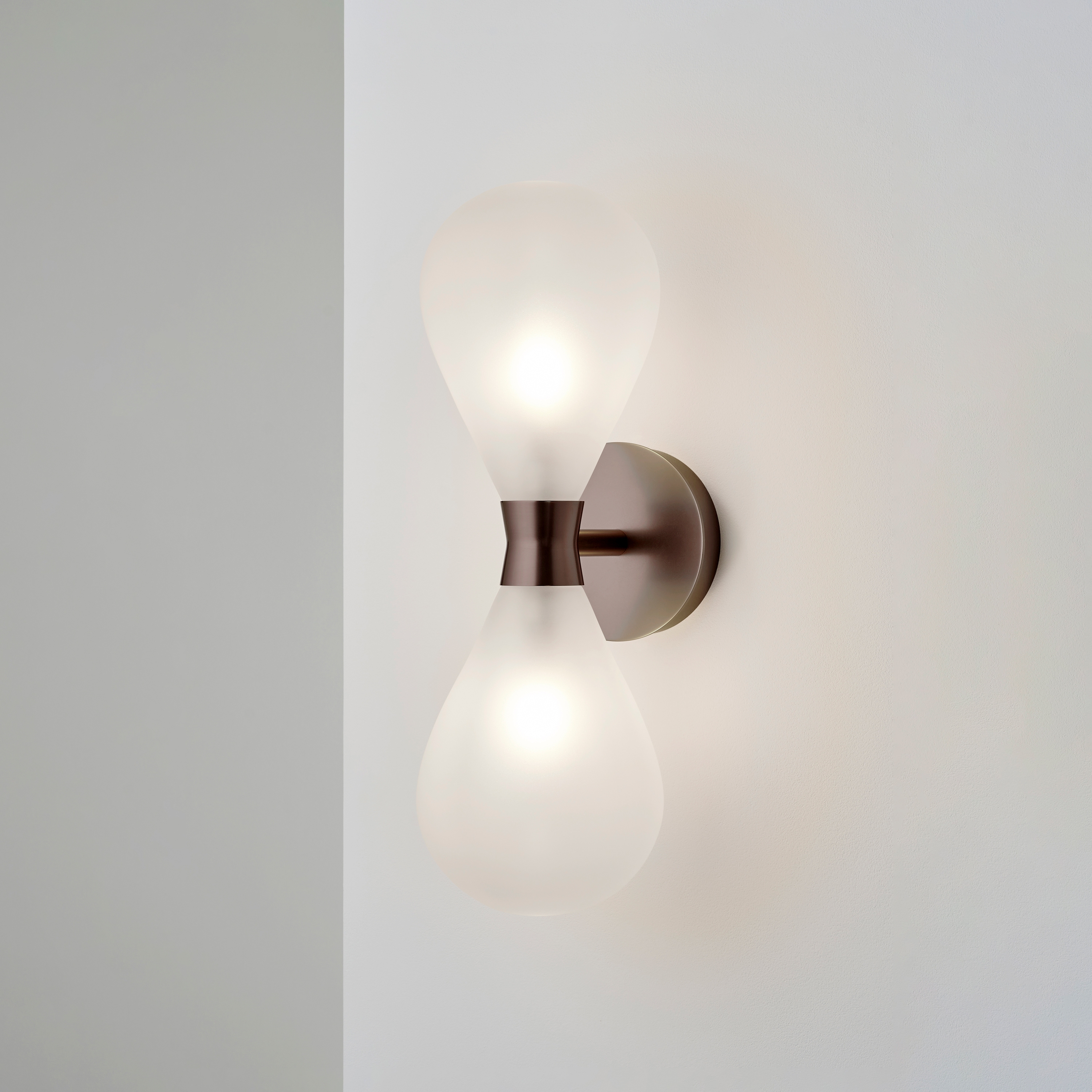 Display product Cintola Wall Twin Light satin bronze from manufacturer Tom Kirk Lighting