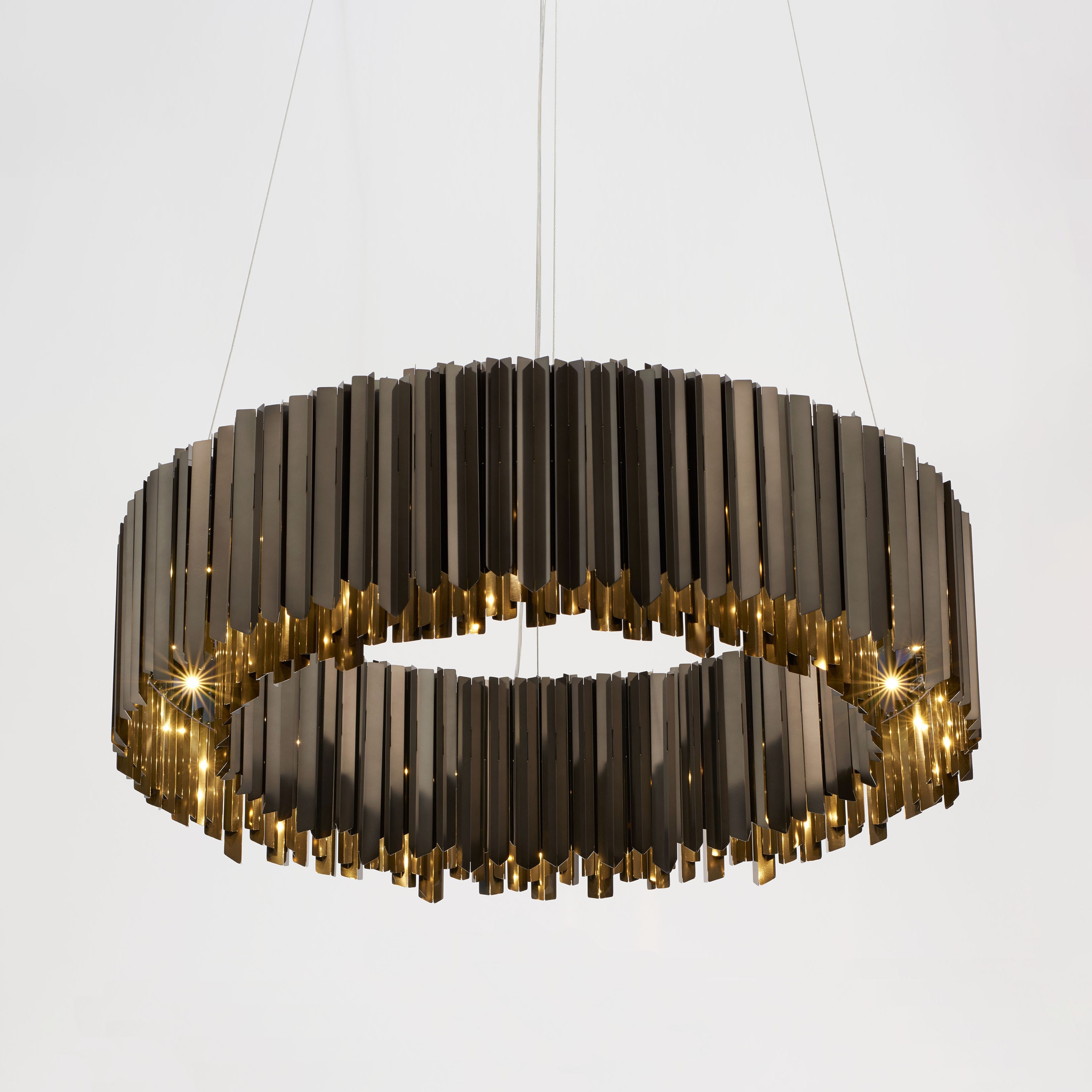 Display product Facet Chandelier polished black nickel from manufacturer Tom Kirk Lighting