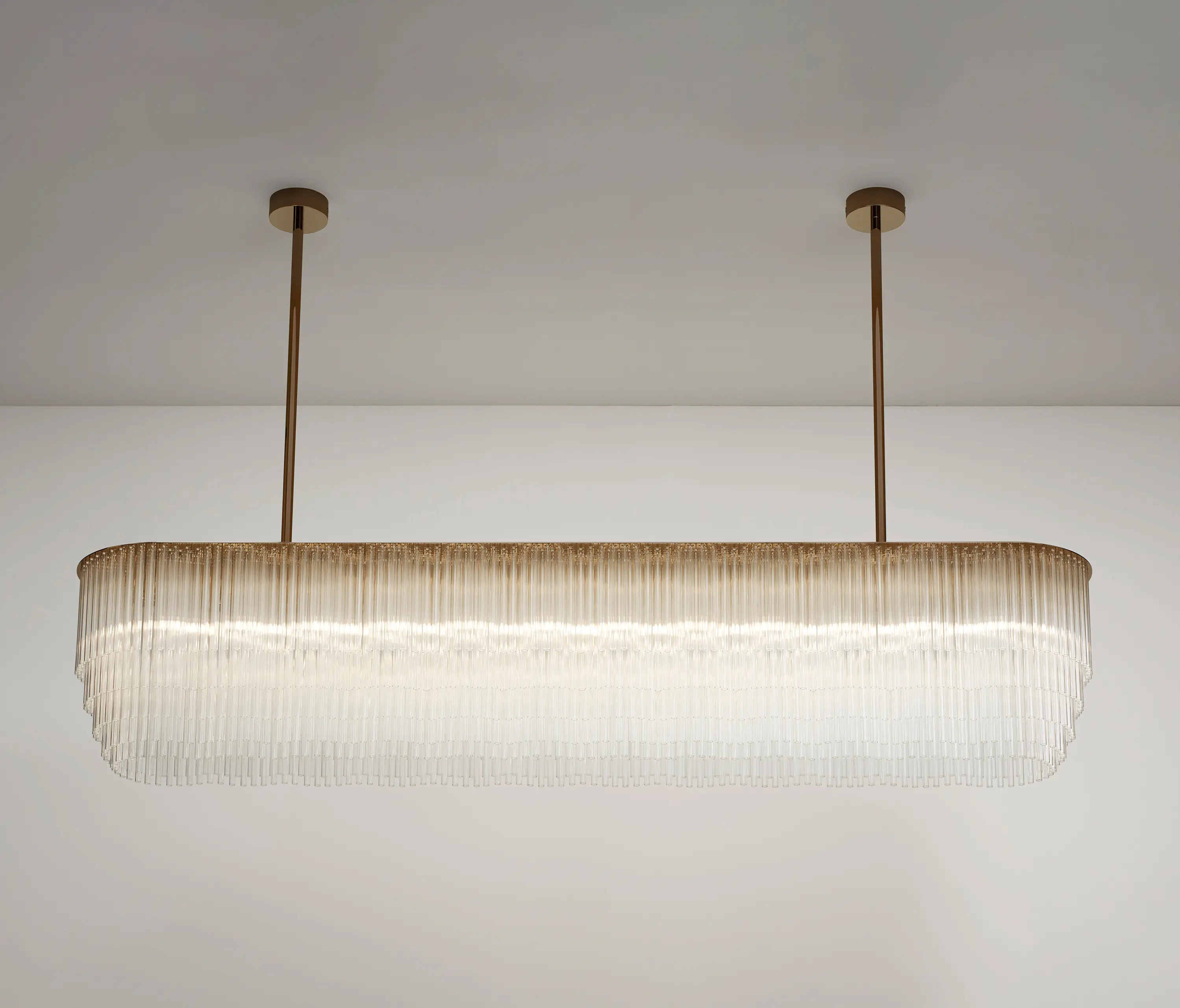 Tom Kirk Lighting - Linear Chandelier brass based bronze