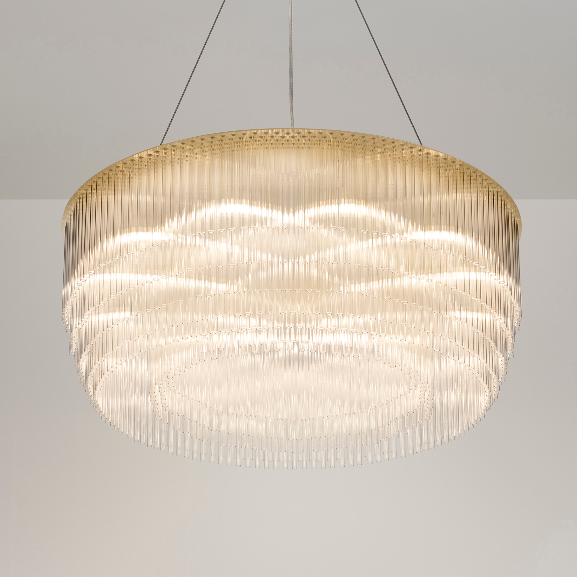 Display product Ring Chandelier brushed brass from manufacturer Tom Kirk Lighting