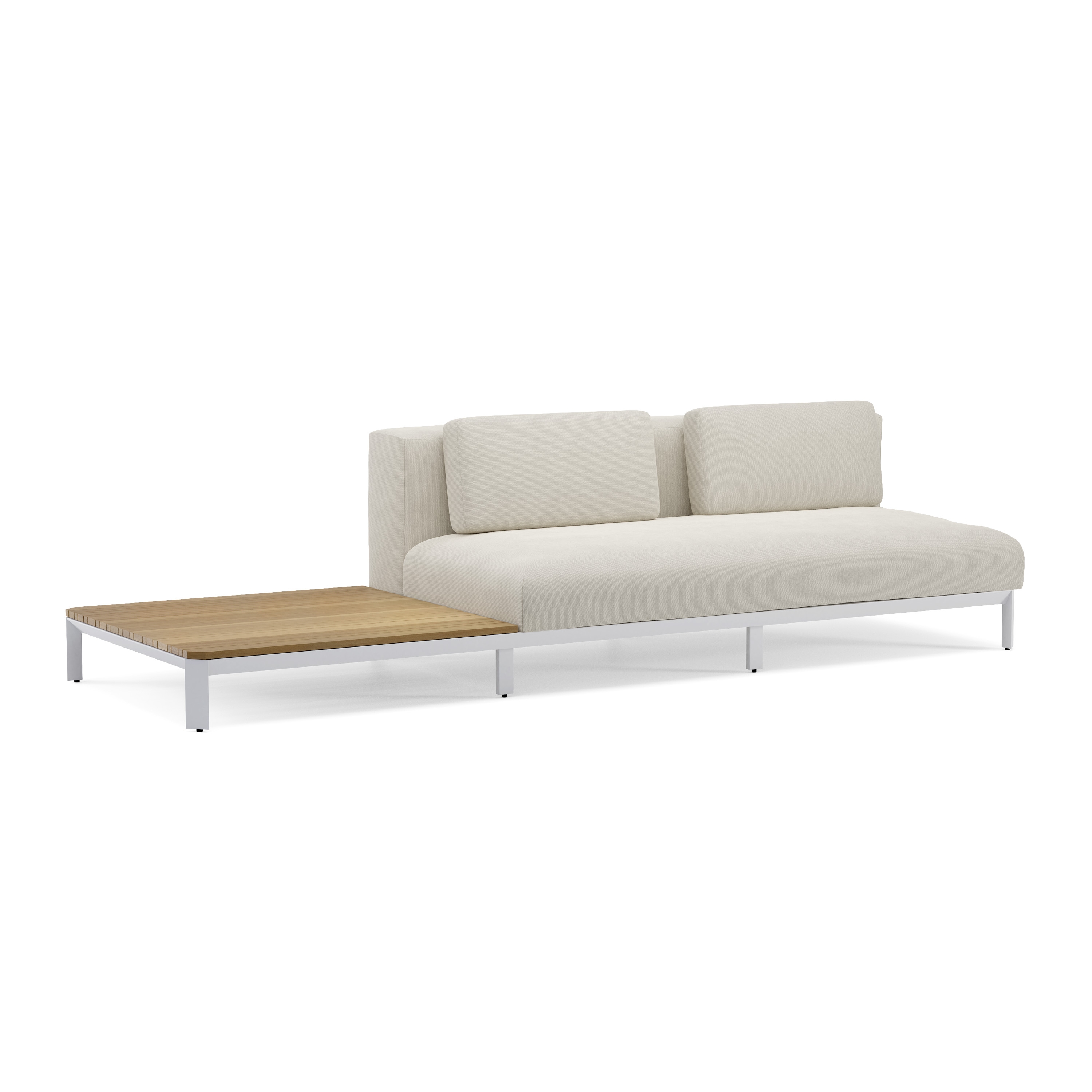 Long sofa with teak table