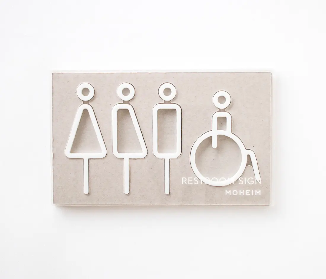 Moheim - Restroom Sign | 4pcs | white