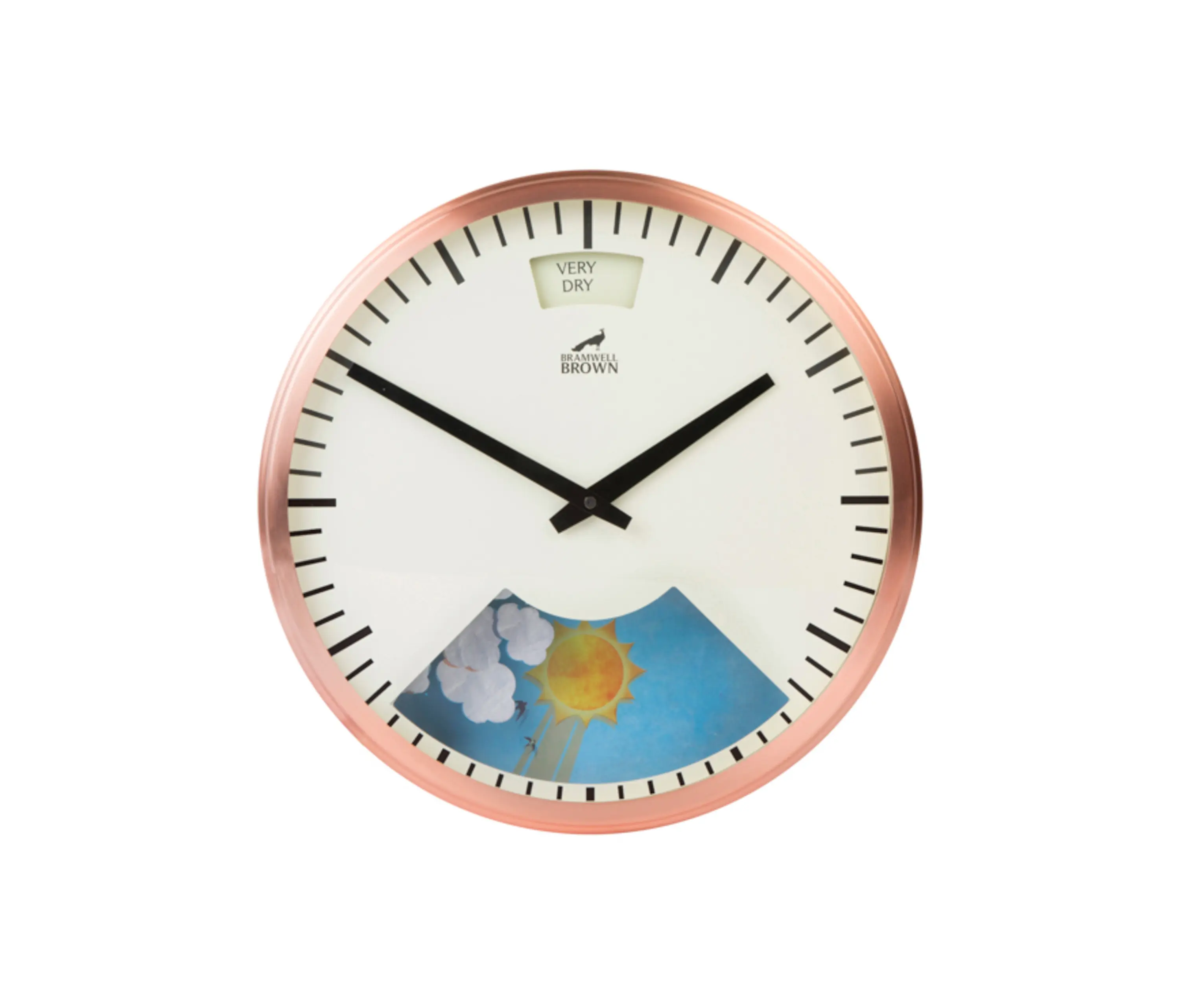 Bramwell Brown Clocks - Weather Clock, Copper plated Frame