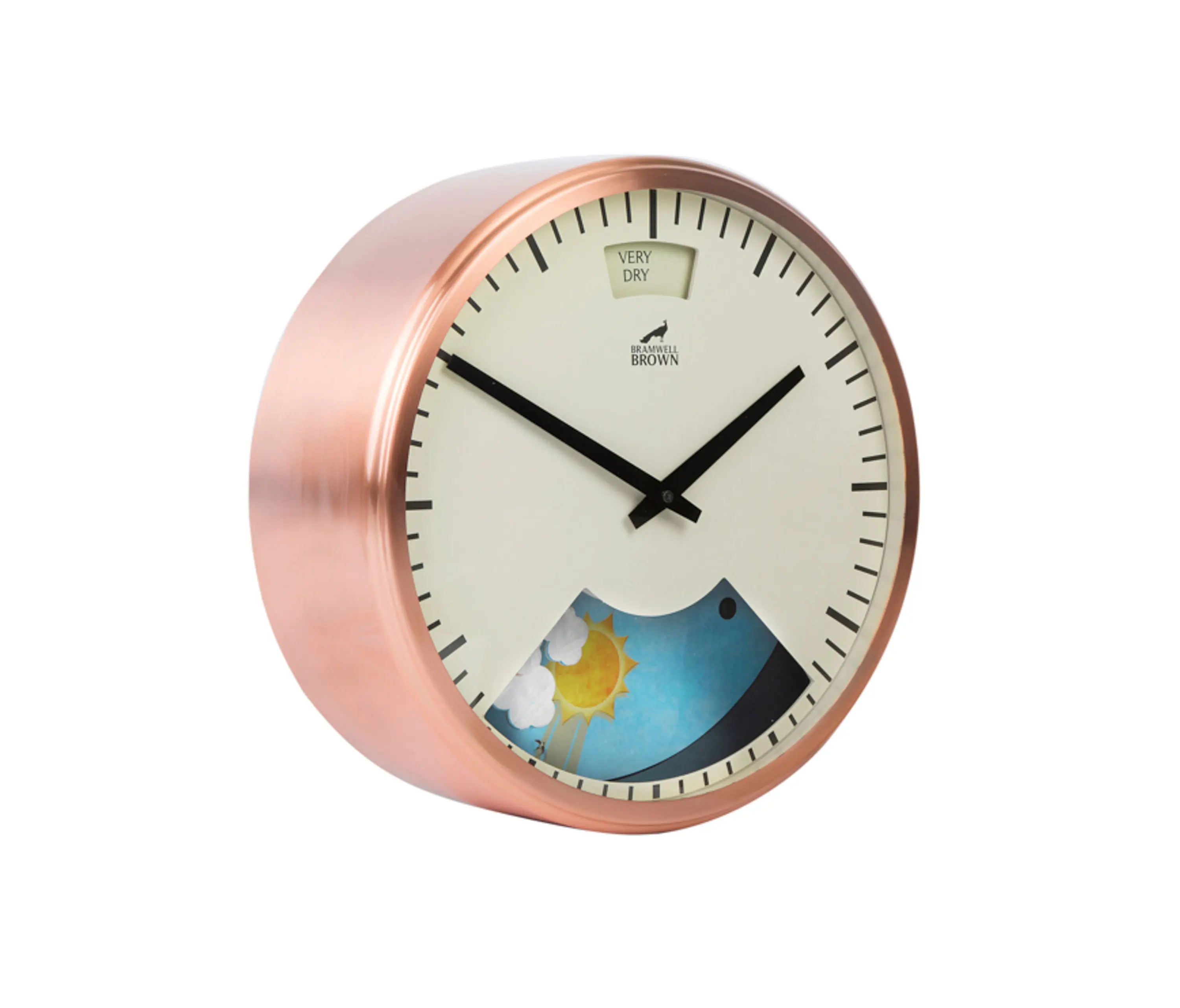 Bramwell Brown Clocks - Weather Clock, Copper plated Frame
