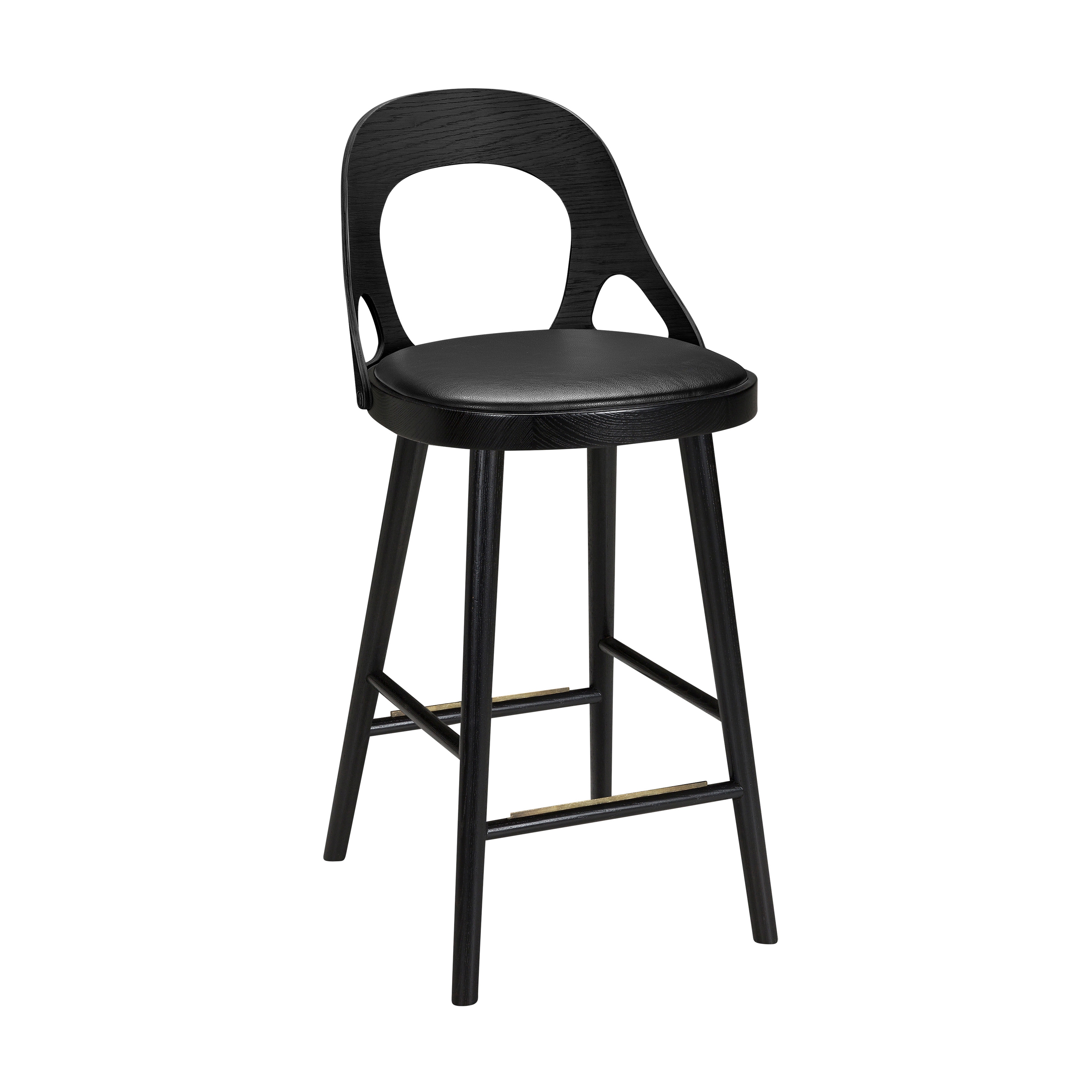 Colibri barchair 63cm oak black, bonded leather black emb