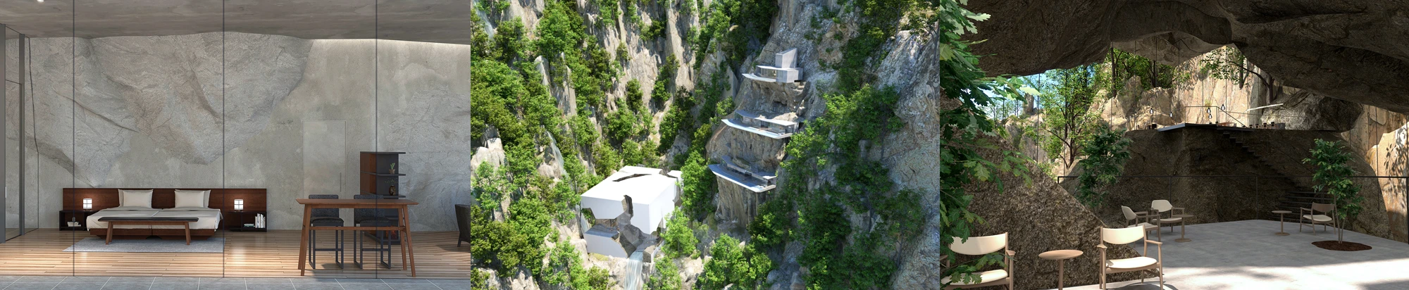 The rock is my home ワーナー・ブレイザー 岩の住宅建築 House Inside a Rock ー 巨大岩石に厚板を組み込んだ居住