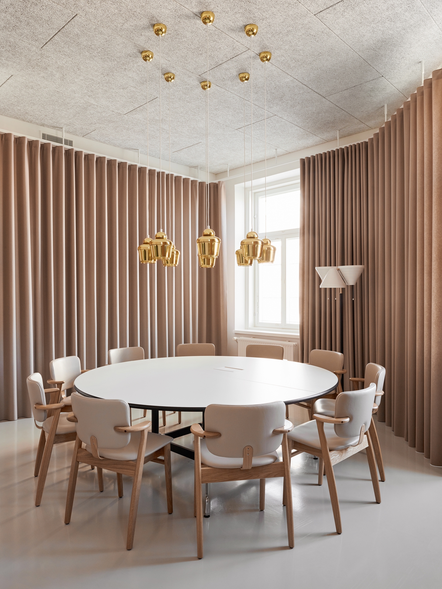 Architexture in action. Architect-designer Sevil Peach’s recently completed Artek HQ in Helsinki uses textiles as an  architectural element, organising space and lending visual and haptic texture