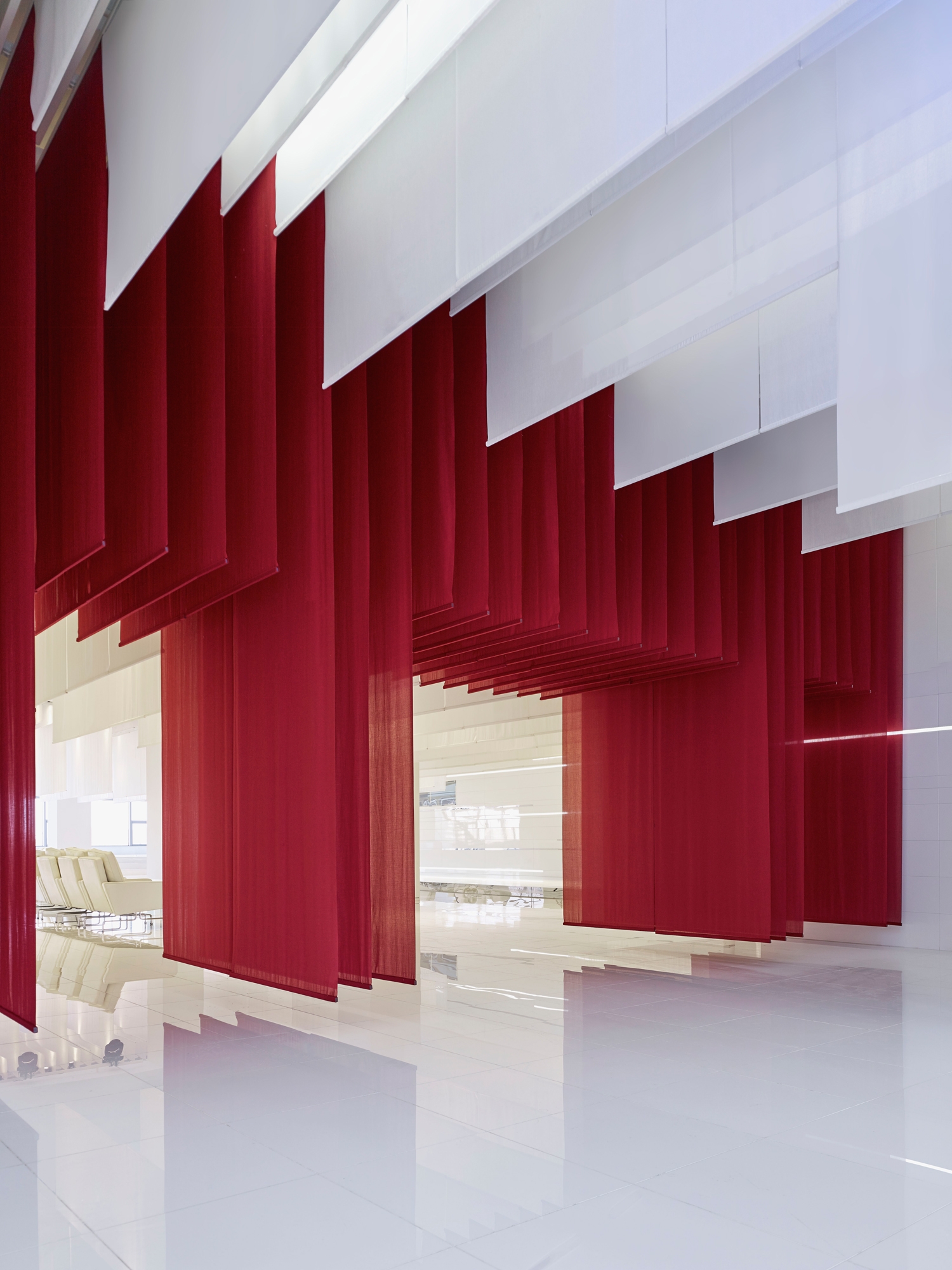 Don't be fooled. The name might be Heimtextil, but the premier international trade event for textiles has a strong contract focus. Shown here: architecture-defining textiles deployed at the Zhengtong BMW Museum in Beijing