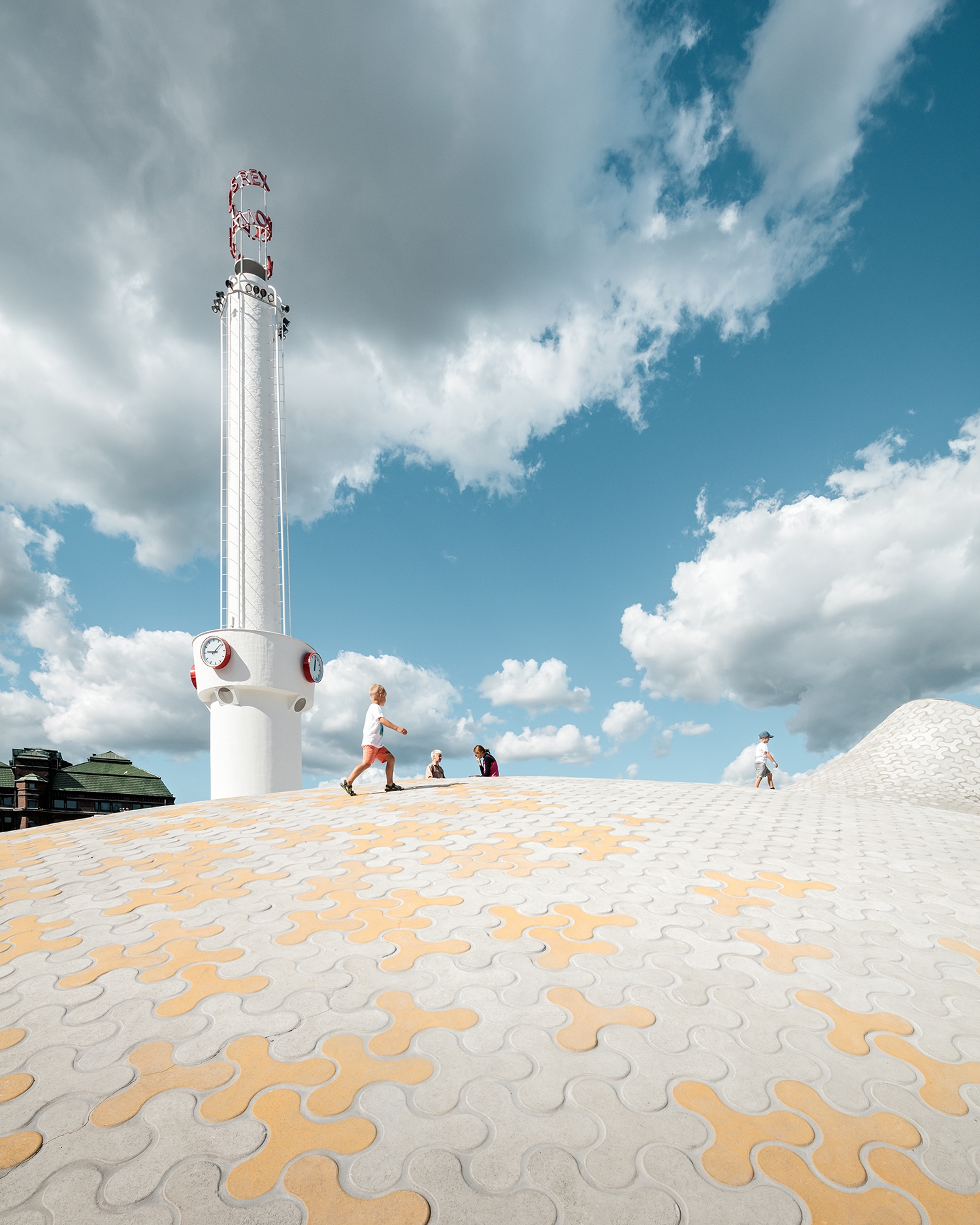 The sculptural roofscape of the JKMM Architects-designed Amos Rex museum brings light into the subterranean exhibition spaces and gives the public a new way to enjoy Helskinki's Lasipalatsi Square. Photo: Mika Huisman