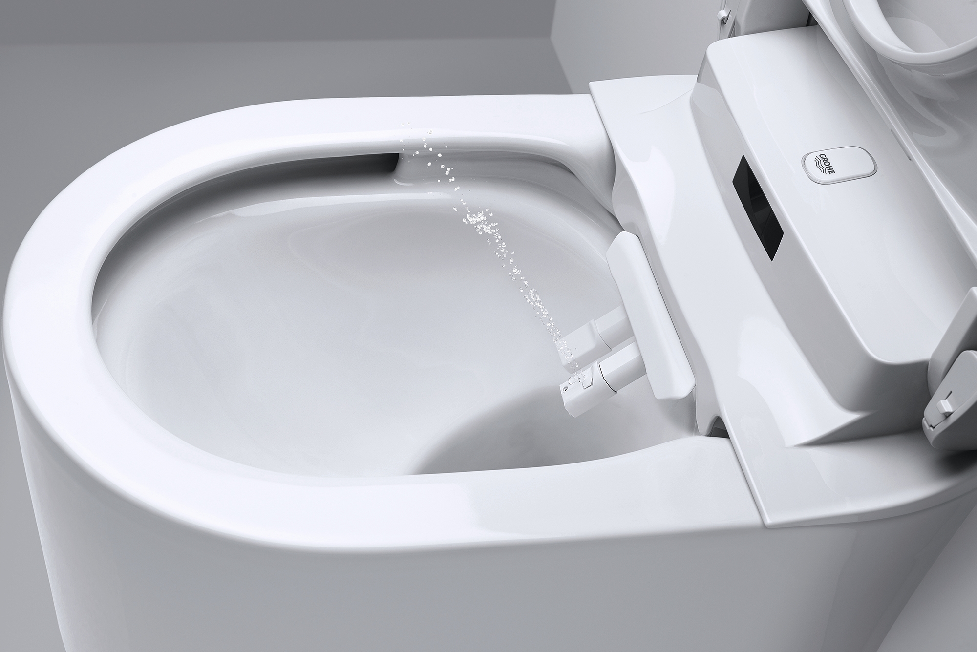 The GROHE SensiaArena is a smart toilet that keeps the user in total control. Using a smartphone app or remote control, its powerful flush and hygienically-coated warm water spray can be controlled easily and conveniently