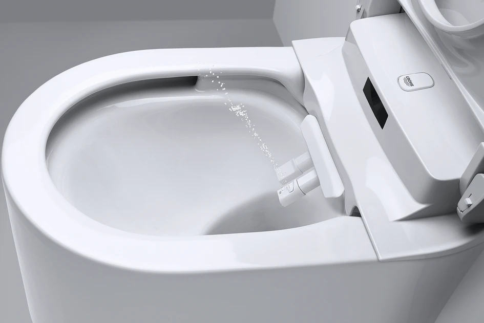 The GROHE SensiaArena is a smart toilet that keeps the user in total control. Using a smartphone app or remote control, its powerful flush and hygienically-coated warm water spray can be controlled easily and conveniently