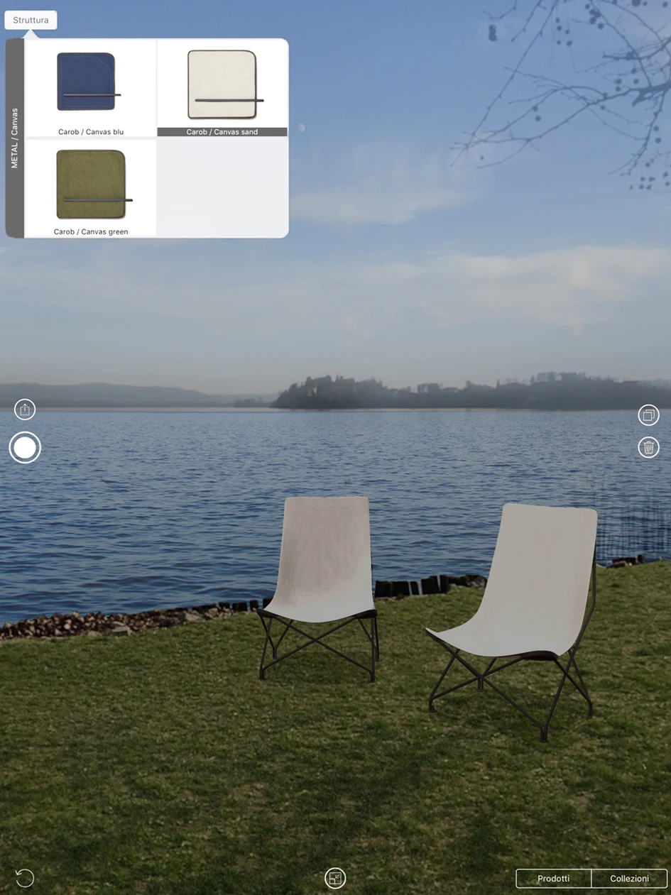  Die App ermöglicht es, Farben und Materialien zu ändern und Szenen zu erstellen, die auf Social-Media-Plattformen geteilt werden können