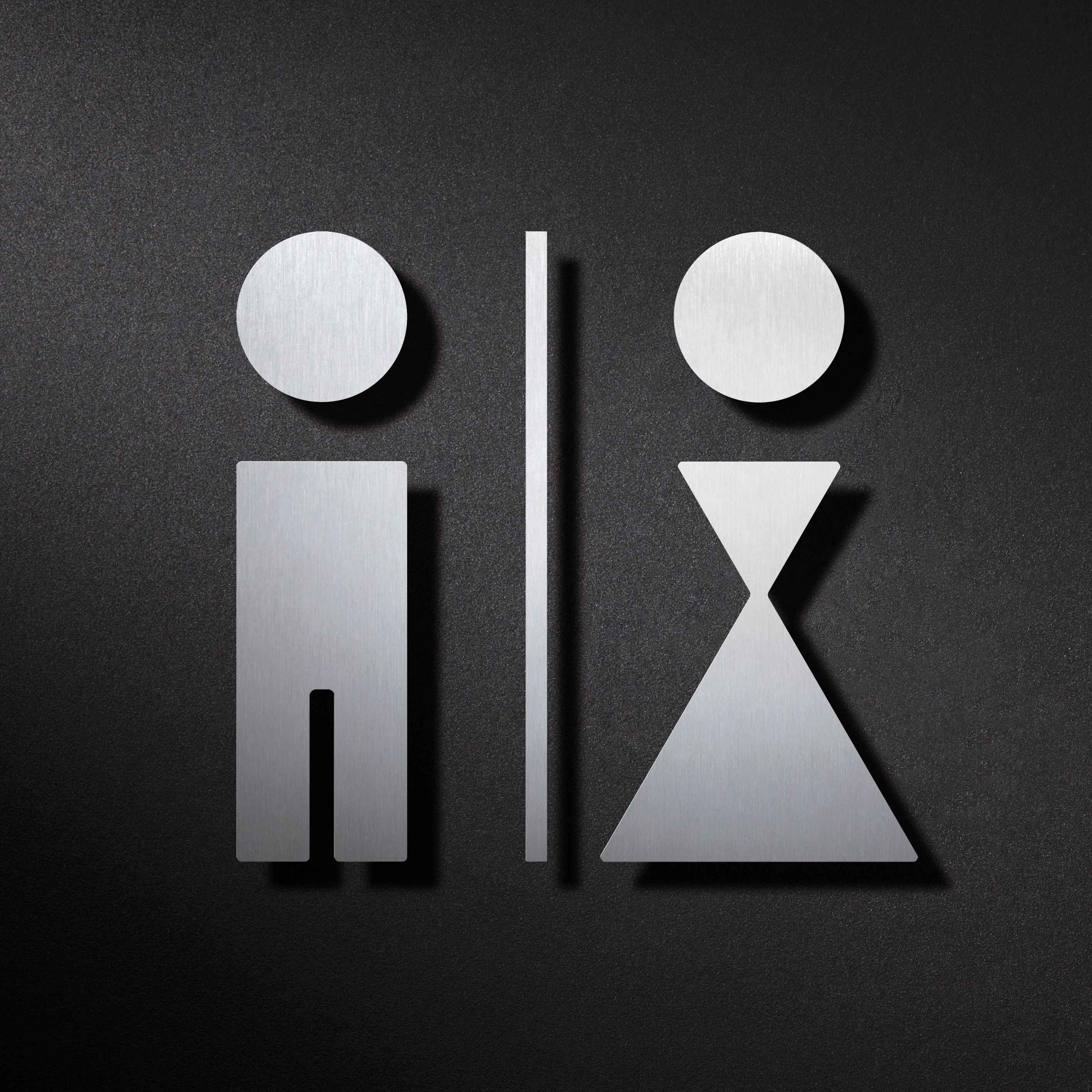 The best-known product of the Karlsruhe stainless steel manufacturer PHOS – the man-woman pictogram – was awarded the Red Dot Design Award, the iF Design Award and the Good Design Award (Design: Andreas Winkler)