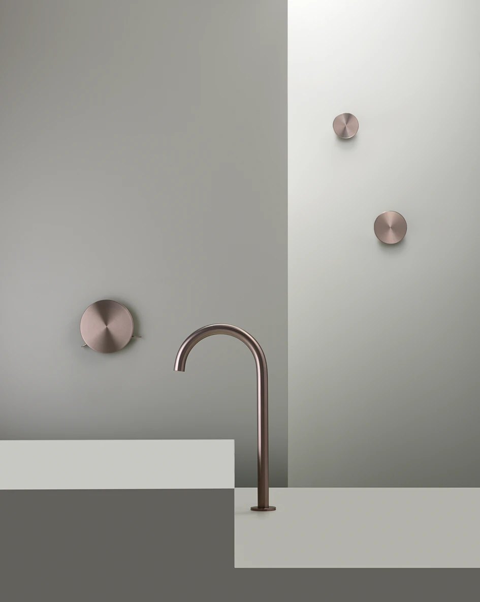 CEA’s stainless-steel taps and fittings come in many finishes – including burnished bronze – allowing clients to personalise their interiors