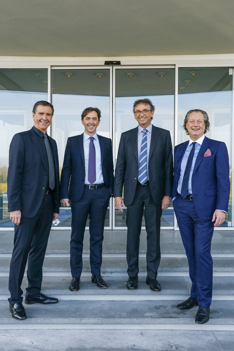 Familienbande: Ralph, Claus und Stephan Anstoetz sowie Chris-Jacob Schminnes leiten gemeinsam die JAB Anstoetz Group, zu der die Polstermarke ipdesign gehört
