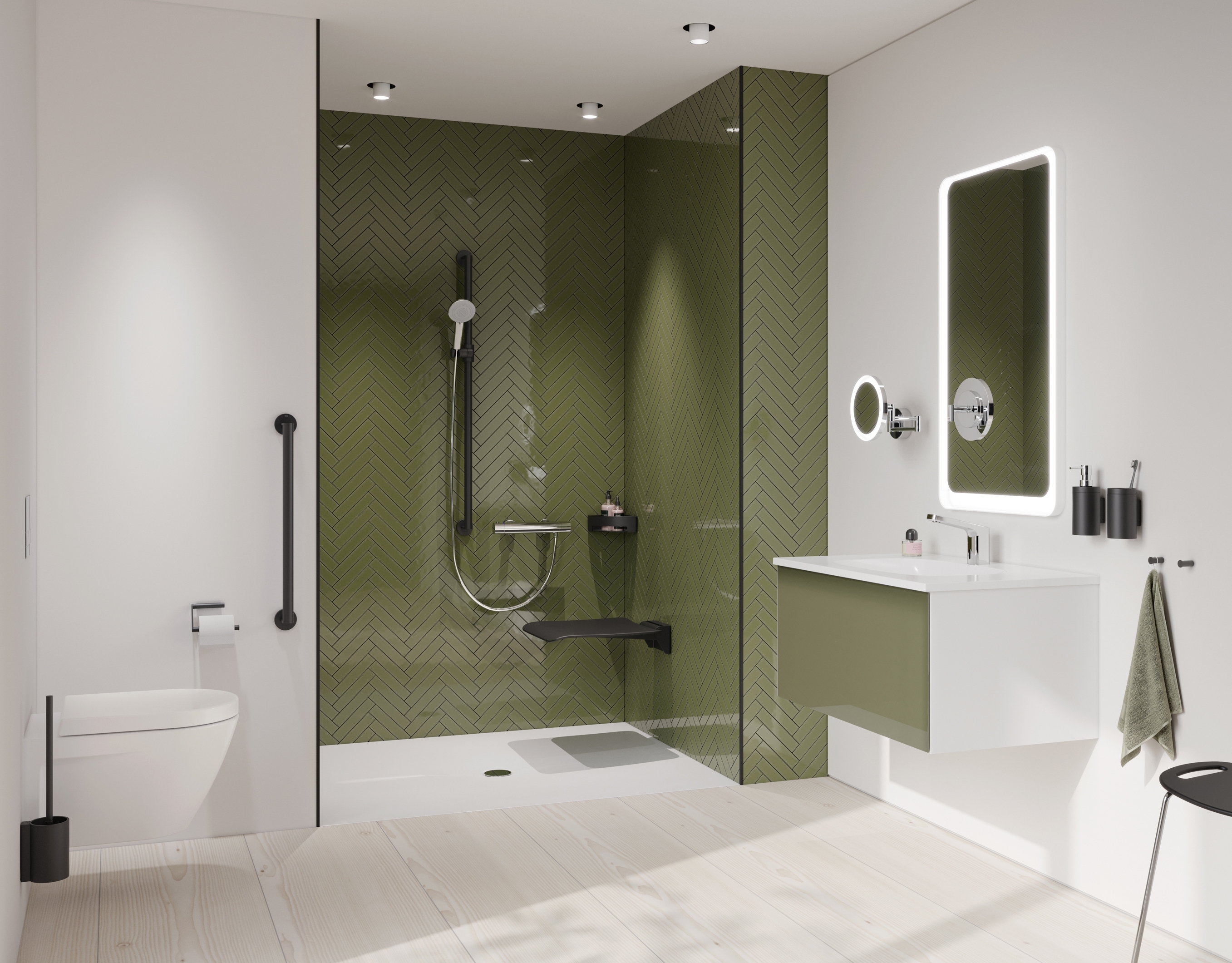 HEWI's System 900 fully meets the requirements for professional care, barrier-free bathrooms. It combines puristic design with maximum functionality, lasting quality and well-conceived installation technology
