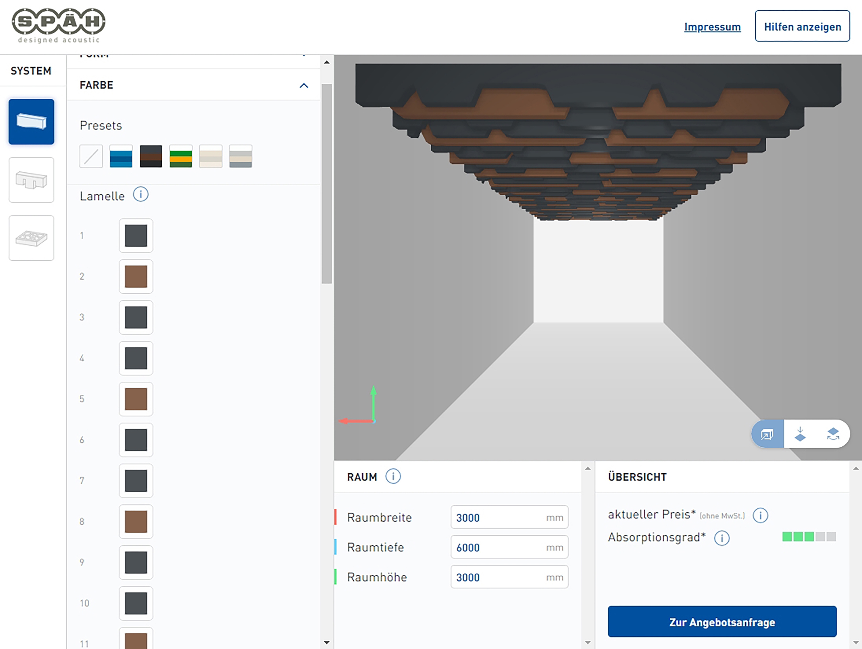 A tool that revolutionises: with the world-first SPÄH designed acoustic creator, it is easier than ever to plan and realise individual designs. It takes only a few minutes to go from an idea to a final plan