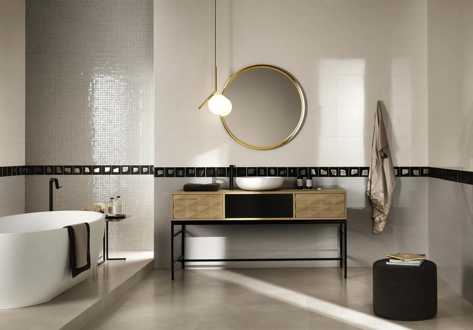 Maximale kreative Freiheit für Architekten: Durch die Kombination verschiedener Fliesengrössen, -formen und -farben der FAP Ceramiche-Produktpalette lassen sich vielfältige grafische und stilistische Effekte erzielen 