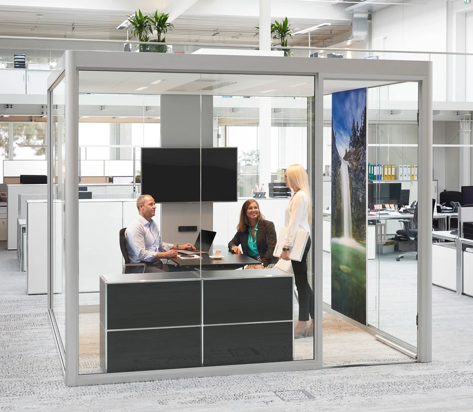 The "Bosse Cube 4.0" can be used in diverse ways: as an individual office, meeting room, or for a variety of teamwork