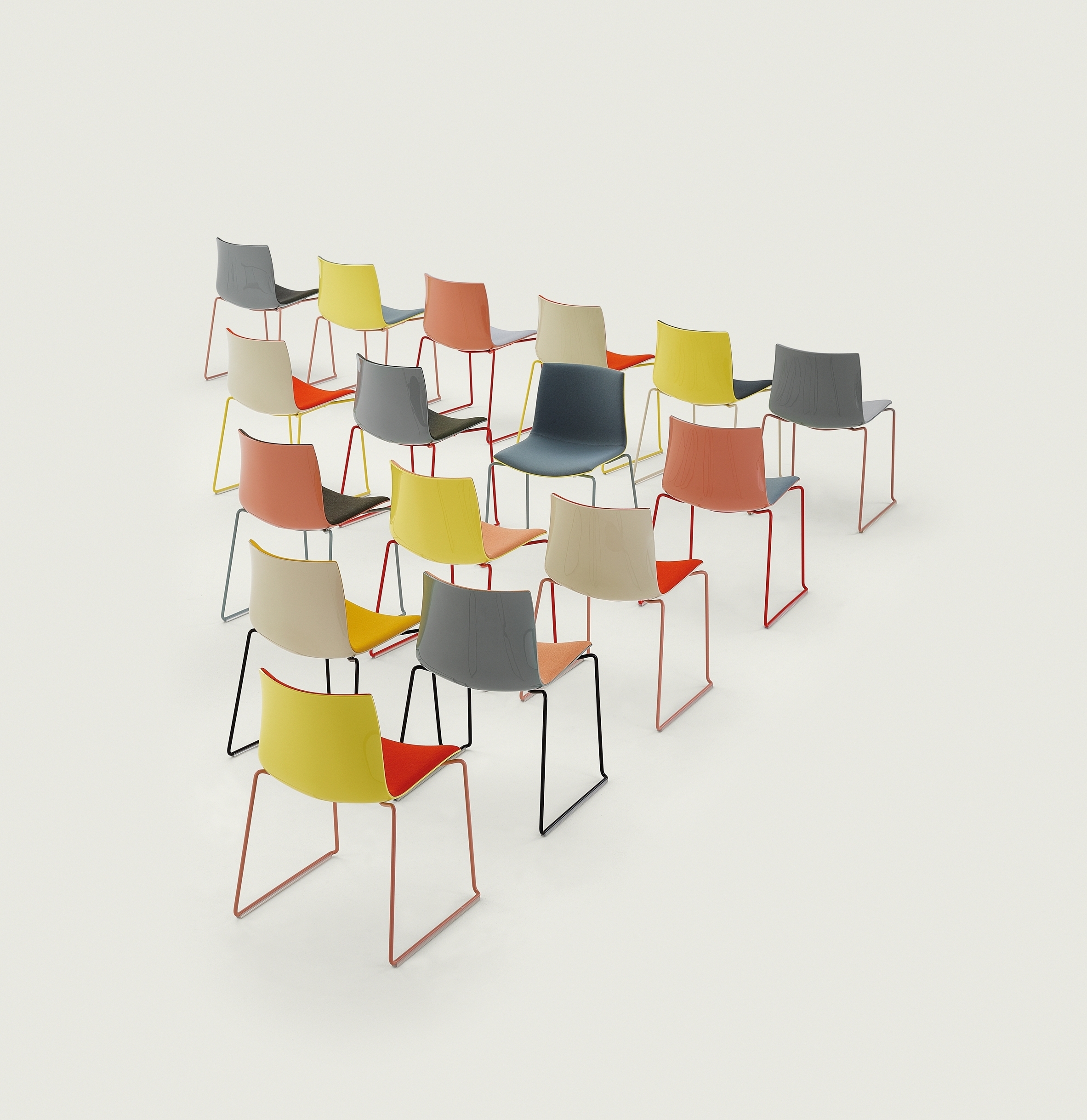 The gently curved seat and sleek profile of the Catifa chair epitomise Arper’s soft design aesthetic and helped to kickstart the company’s success. Photo: Scheltens & Abbenes