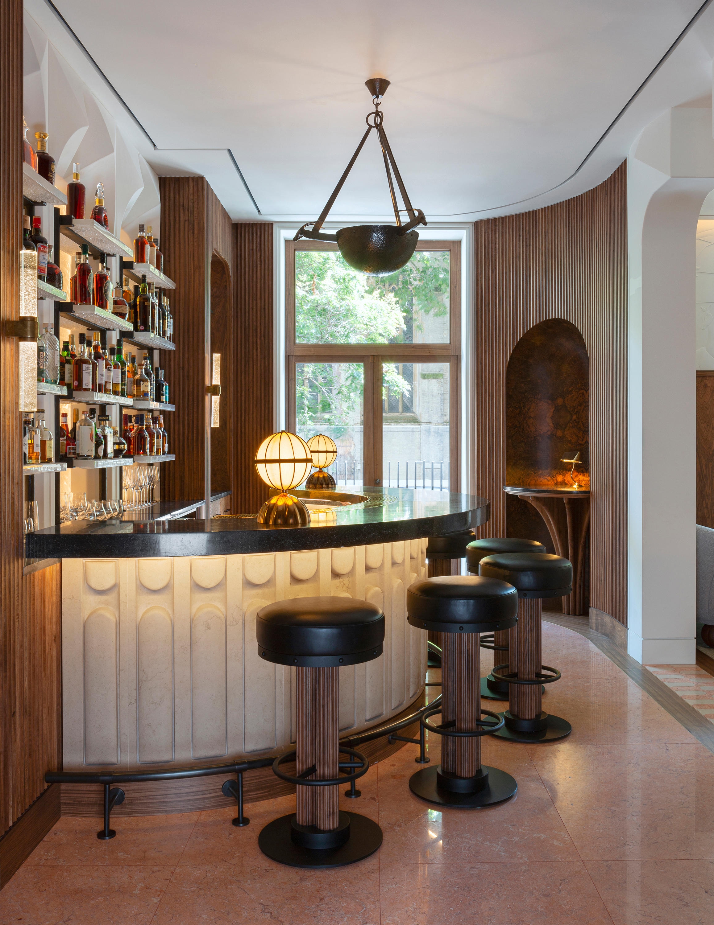 The Bryan O'Sullivan Studio designed Berkeley Bar and Terrace's bold, sculptural form is inspired by Brutalist and Art Deco architecture. Photo: James McDonald