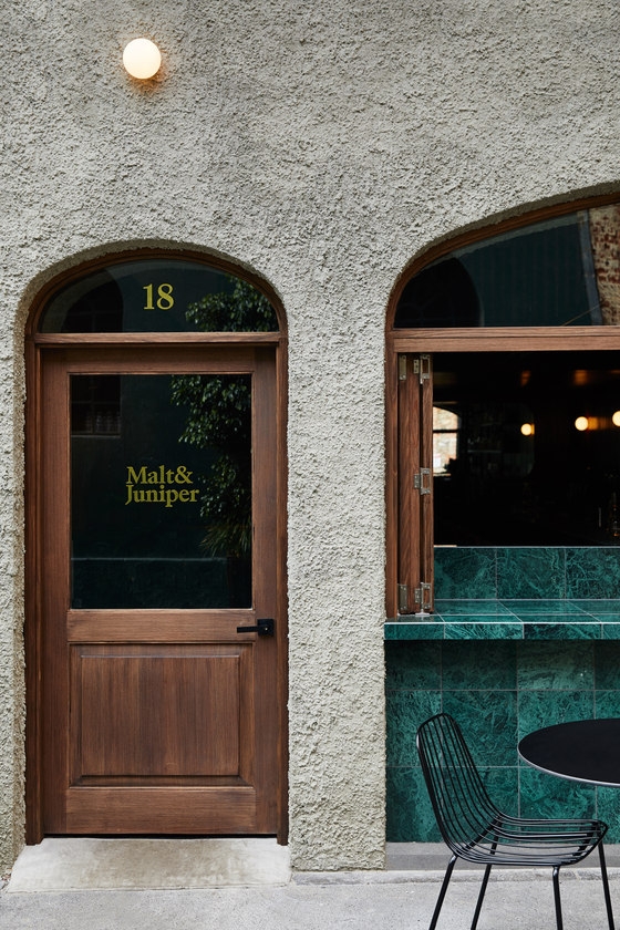 With Malt & Juniper's clever spatial arrangement over two floors and pared-back furnishings, Sans-Arc Studio have created a bar combining openness with intimacy. Photos: Brendan Homan