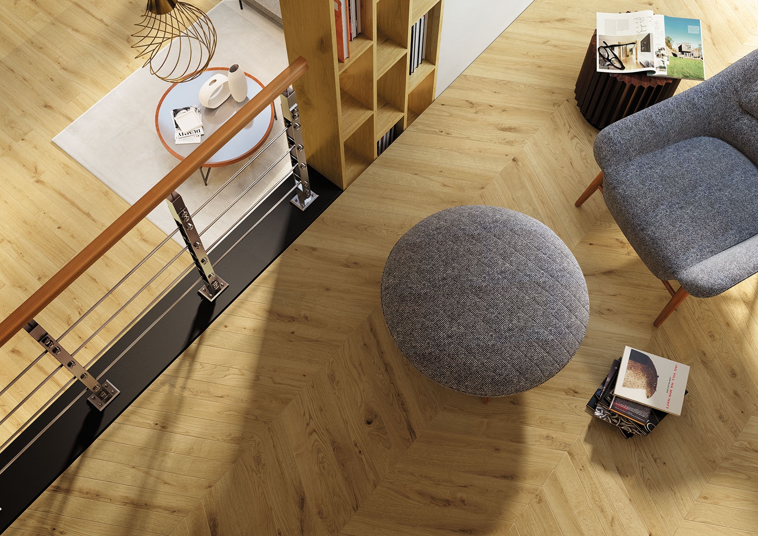 The Exence range comes in three tones, including mid-tone Almond shown here, as well as in a chevron pattern