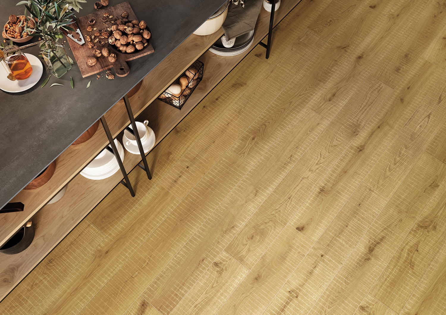 Atlas Concorde’s Exence collection, which simulates Italian oak, looks similarly rustic but evokes more Northern European climes