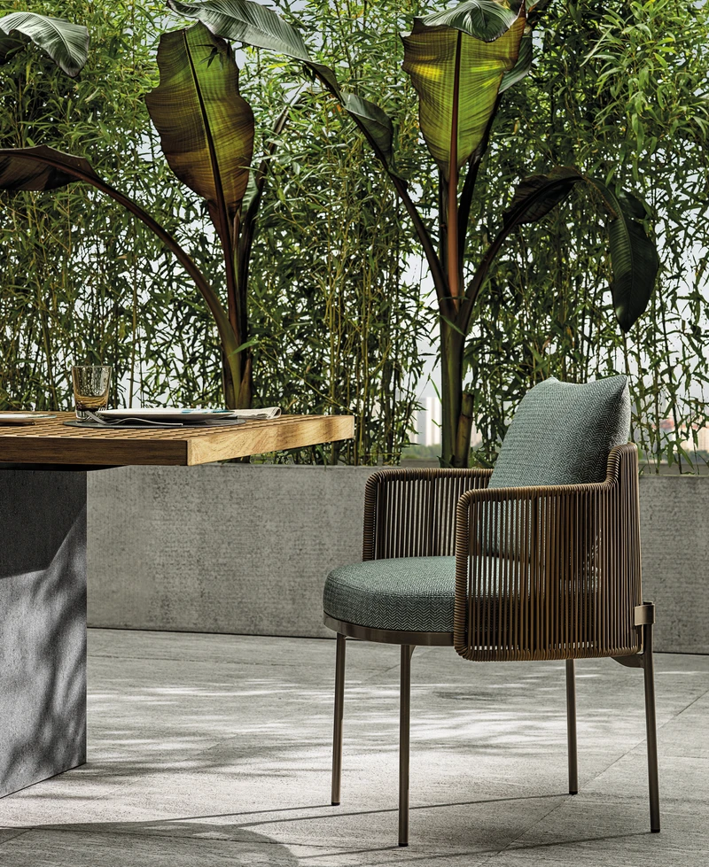 Japanese studio Nendo’s Tape Cord range is a development of its popular Tape Indoor series, also designed for Minotti, and is ideally suited for compact, urban spaces